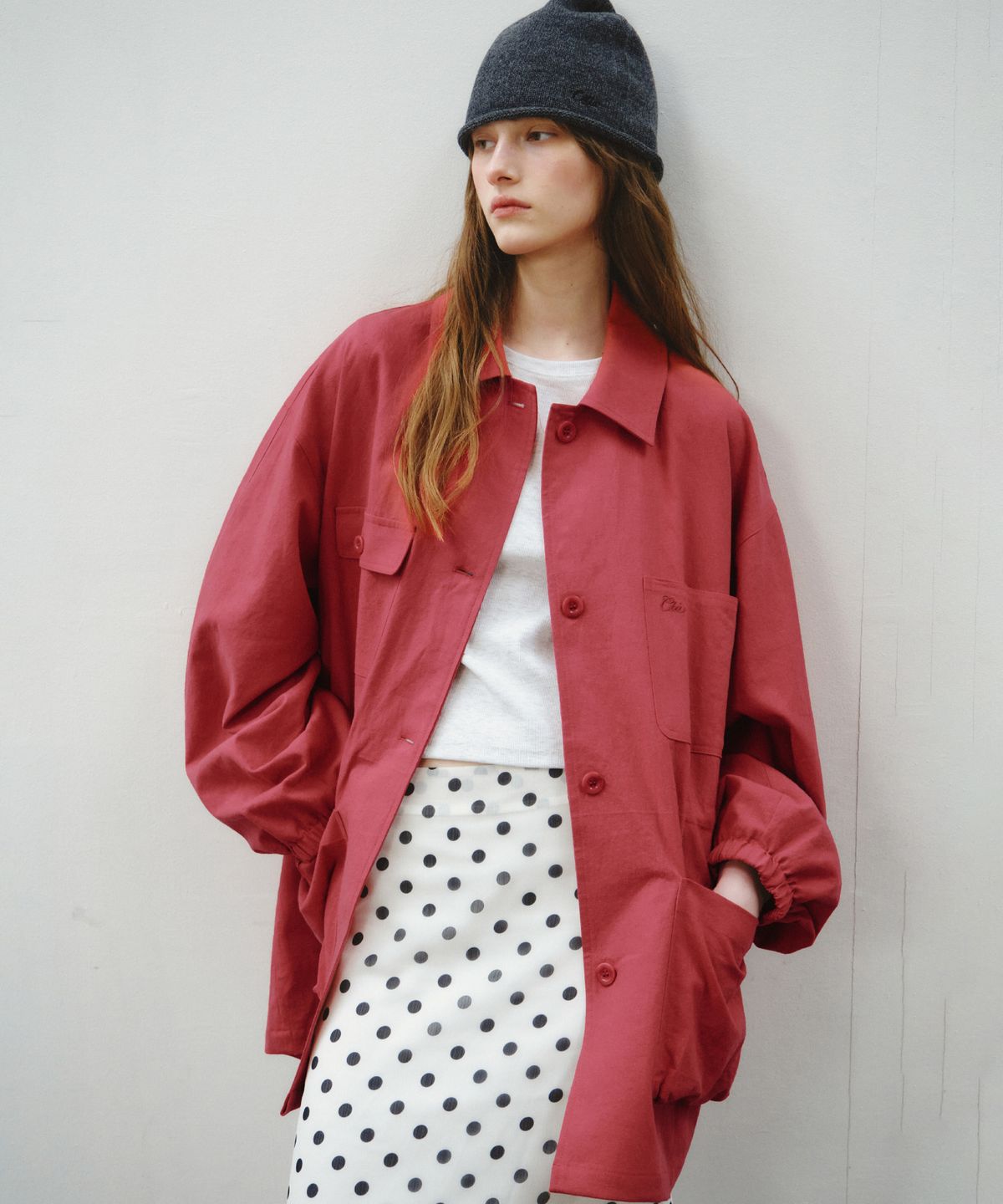씨타(CITTA) Linen Blend Utility Field Jacket_CTO155(Red)