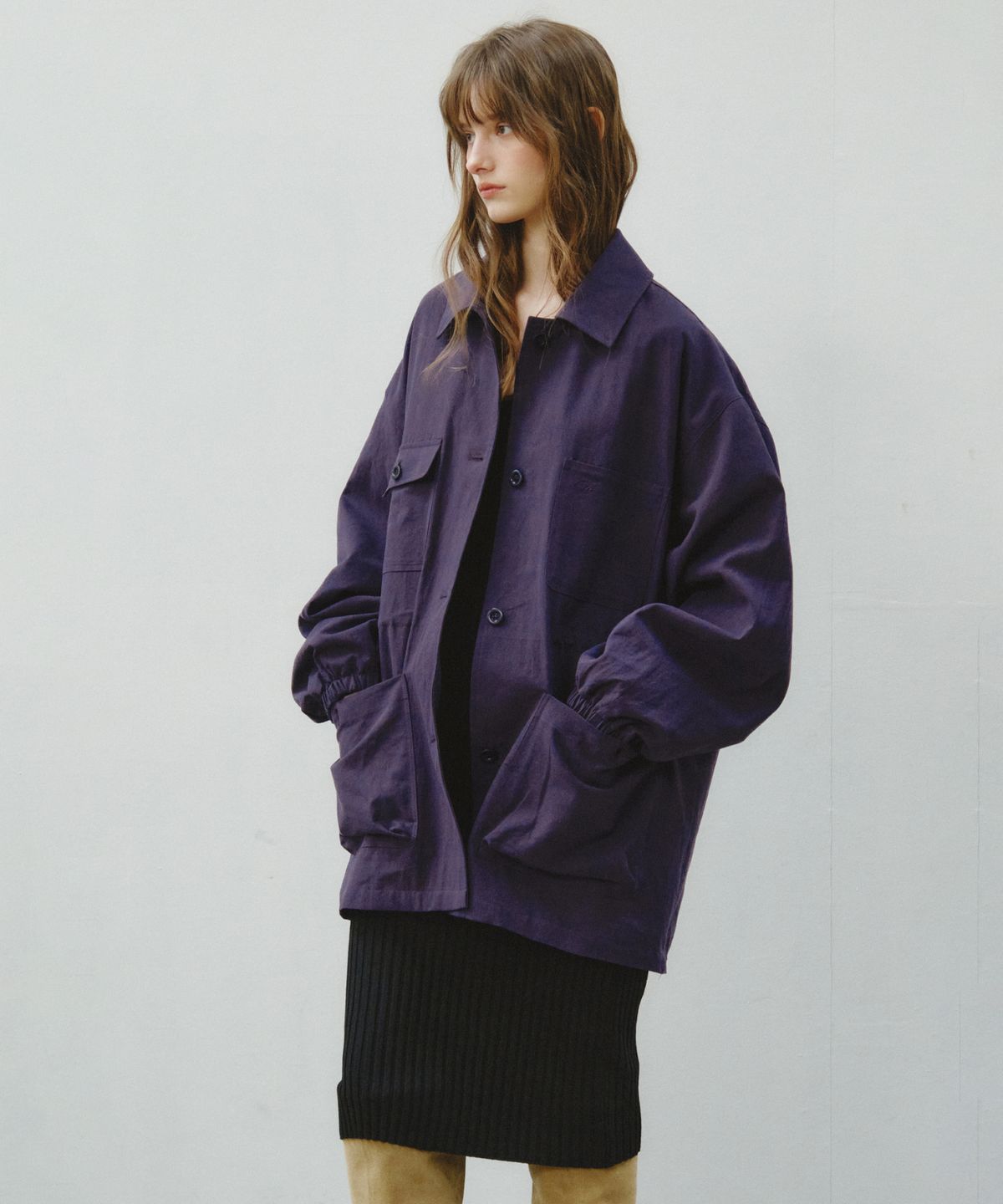 씨타(CITTA) Linen Blend Utility Field Jacket_CTO155(Purple)