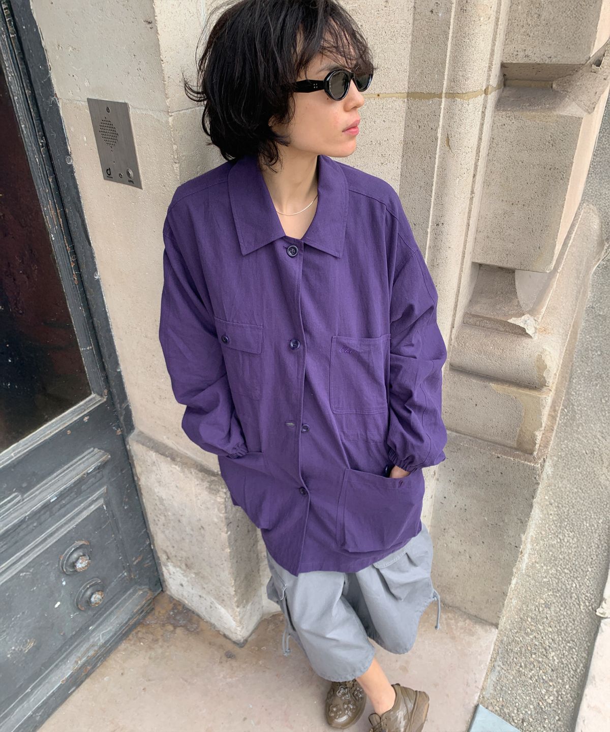 씨타(CITTA) Linen Blend Utility Field Jacket_CTO155(Purple)