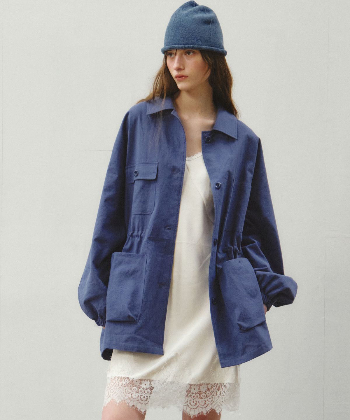 씨타(CITTA) Linen Blend Utility Field Jacket_CTO155(Blue)