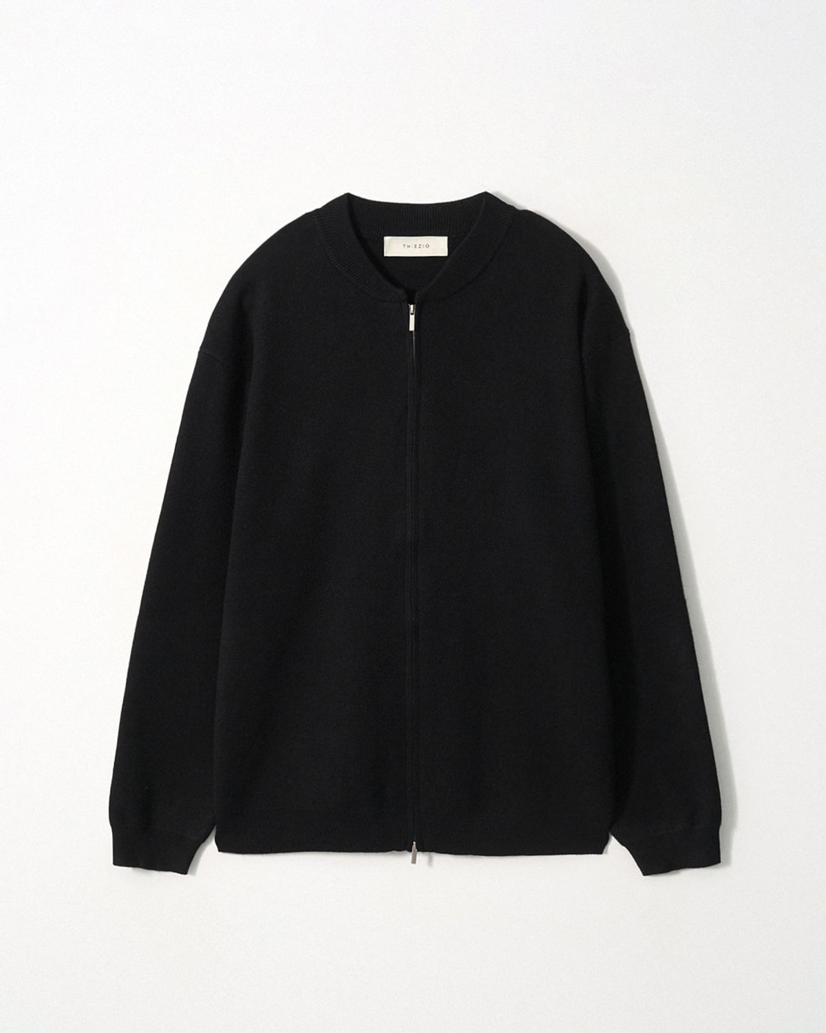 이지오(EZIO) Essential Zip-Up Knit Cardigan_Black