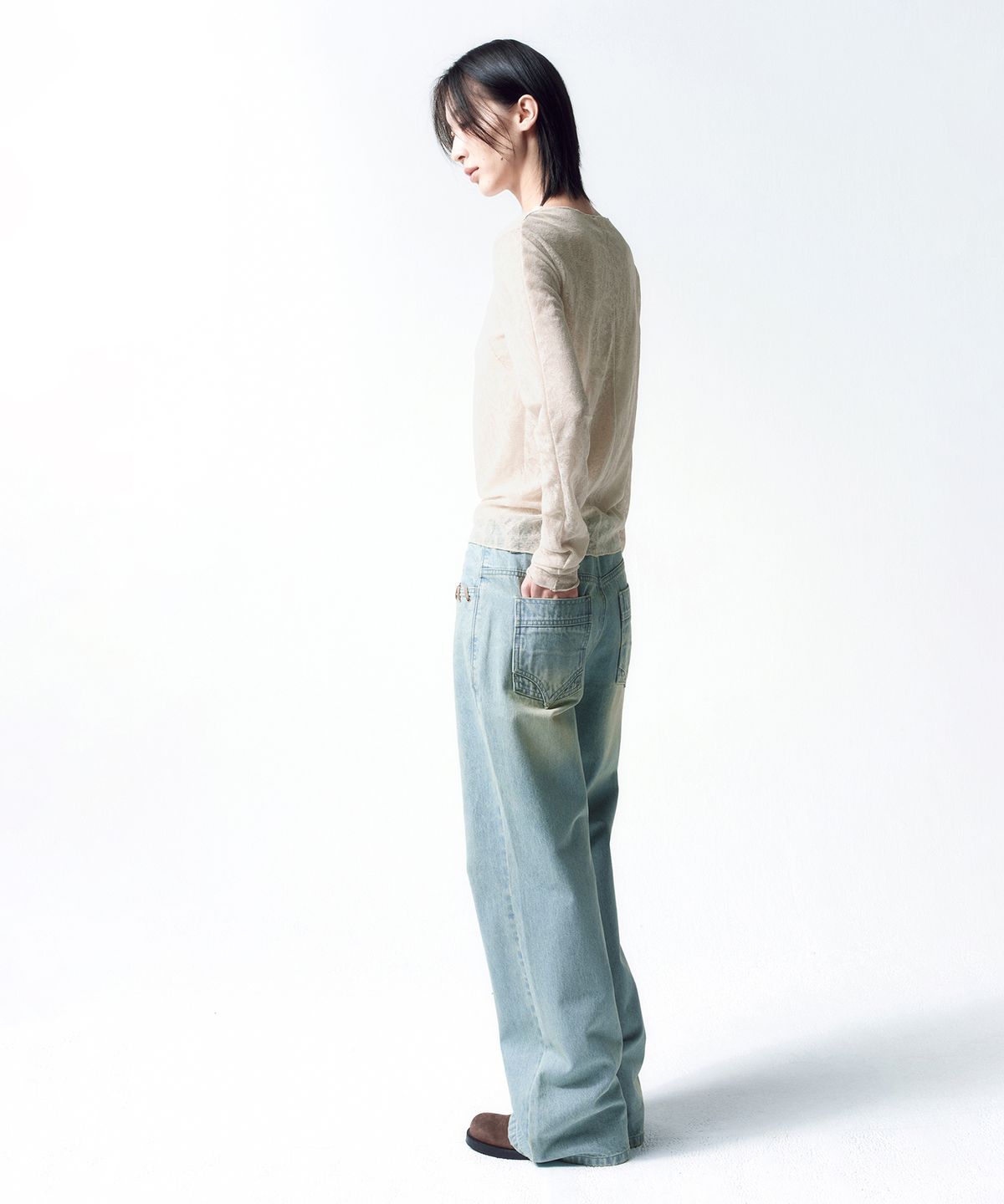 인사일런스 우먼(INSILENCE WOMEN) 웨스턴 세미 부츠컷 ASH BLUE