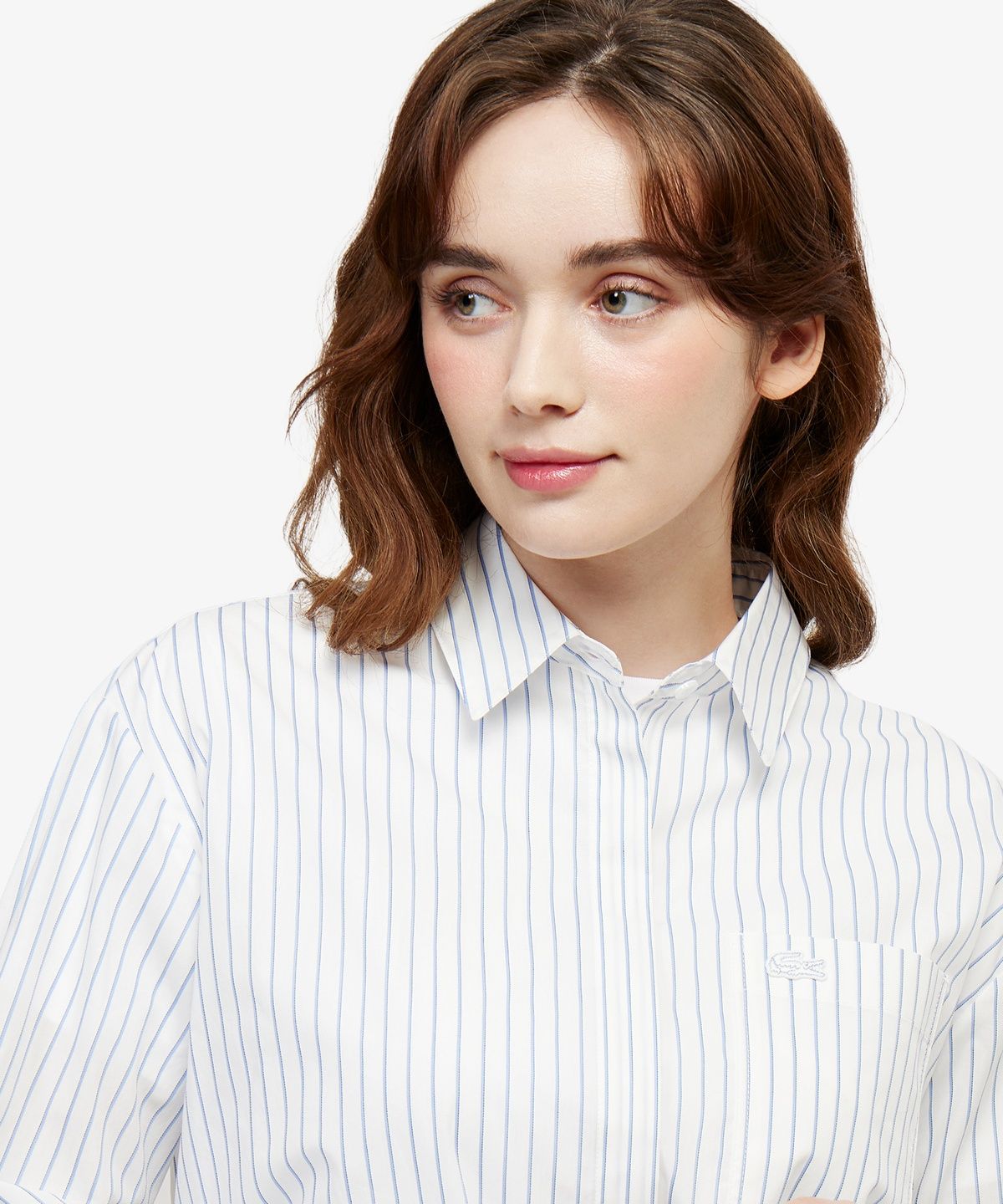라코스테(LACOSTE) 여성 릴렉스핏 스트라이프 포플린 셔츠 CF679E-56G 70V