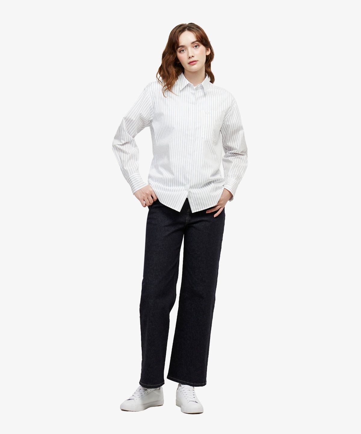 라코스테(LACOSTE) 여성 릴렉스핏 스트라이프 포플린 셔츠 CF679E-56G 70V