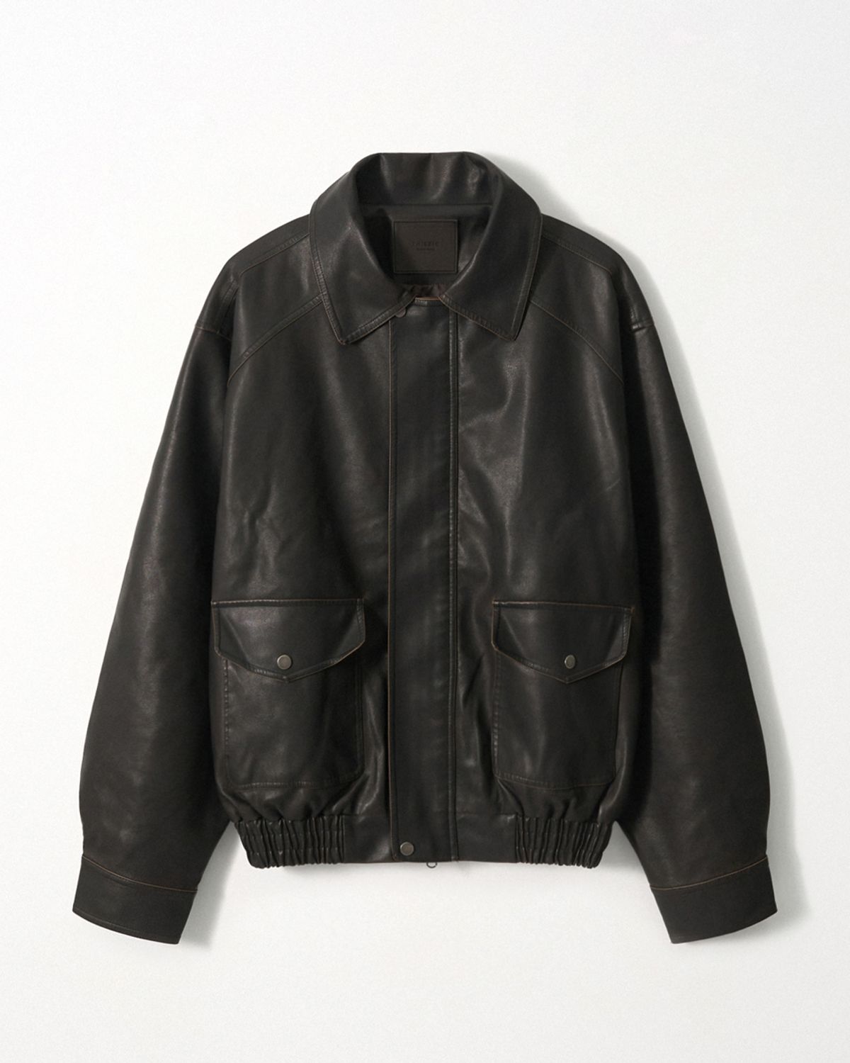 이지오(EZIO) Vintage A-2 Vegan Leather Jacket_Brown