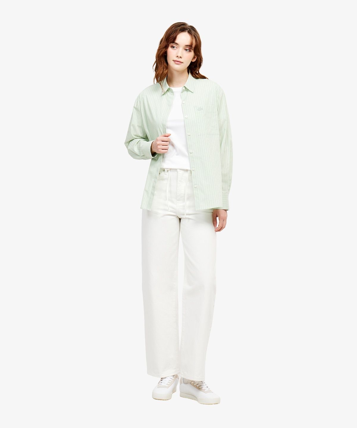 라코스테(LACOSTE) 여성 릴렉스핏 스트라이프 포플린 셔츠 CF679E-56G UYB