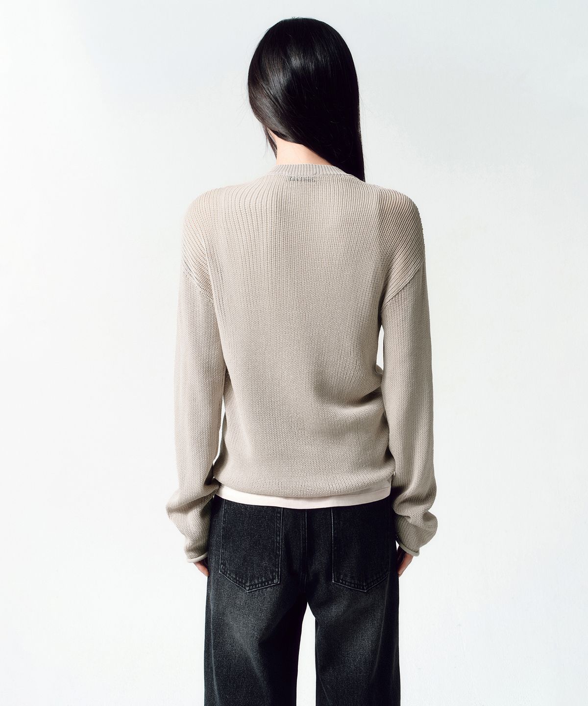인사일런스 우먼(INSILENCE WOMEN) 루즈핏 레이어드 니트 GREY BEIGE