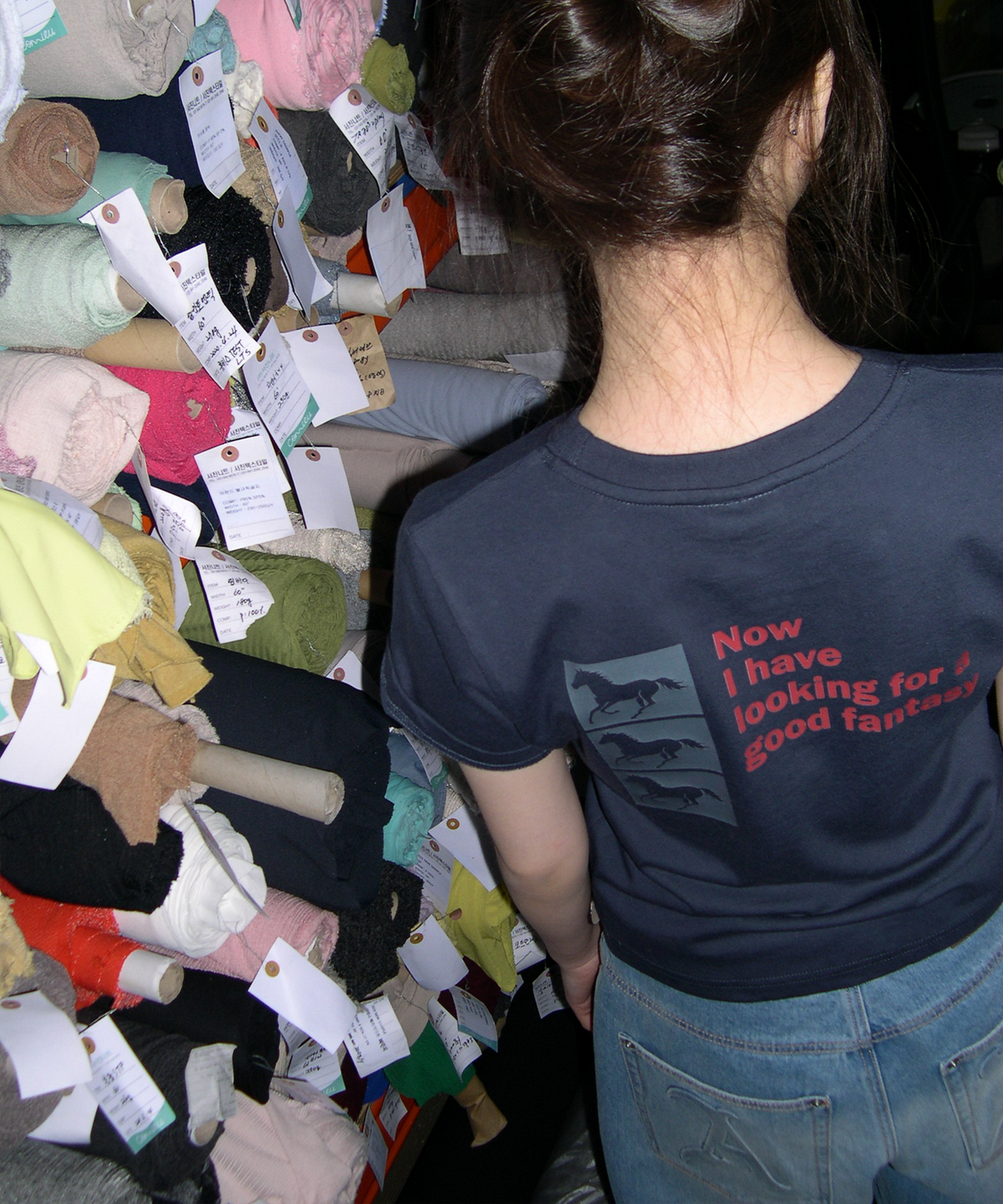 쏘비(SEW-B) post 세미크롭 반팔티 [네이비]