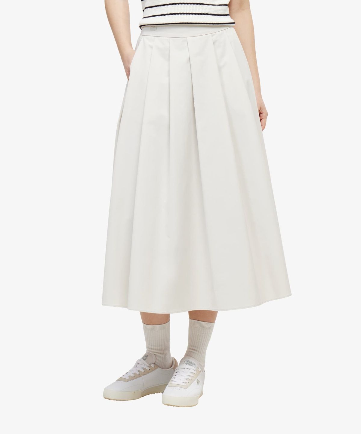 라코스테(LACOSTE) 여성 플리츠 미드랭스 스커트 JF523E-56G S7G