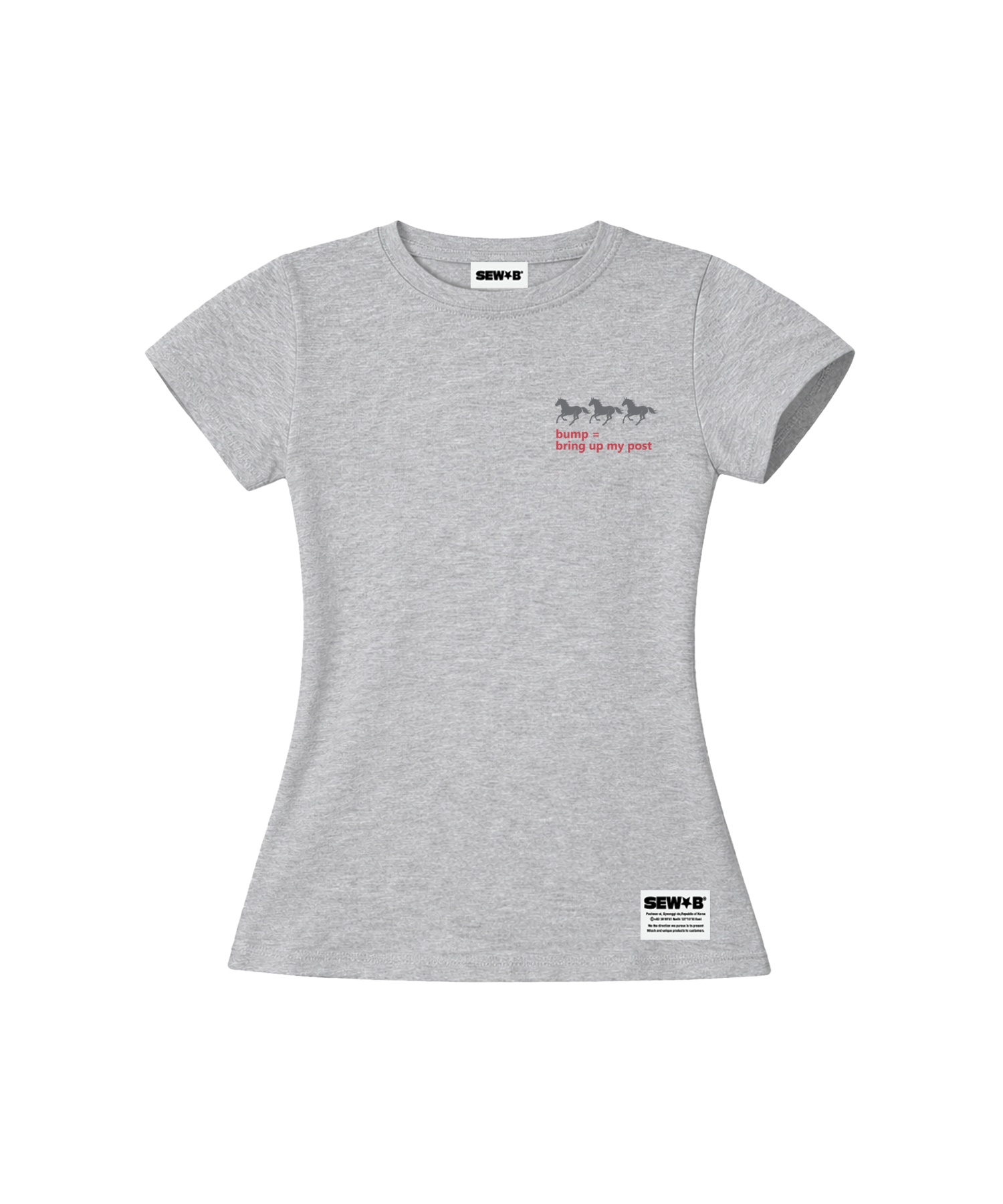 MUSINSA公式 | SEW-B ポストセミクロップ半袖Tシャツ[グレーメランジ]