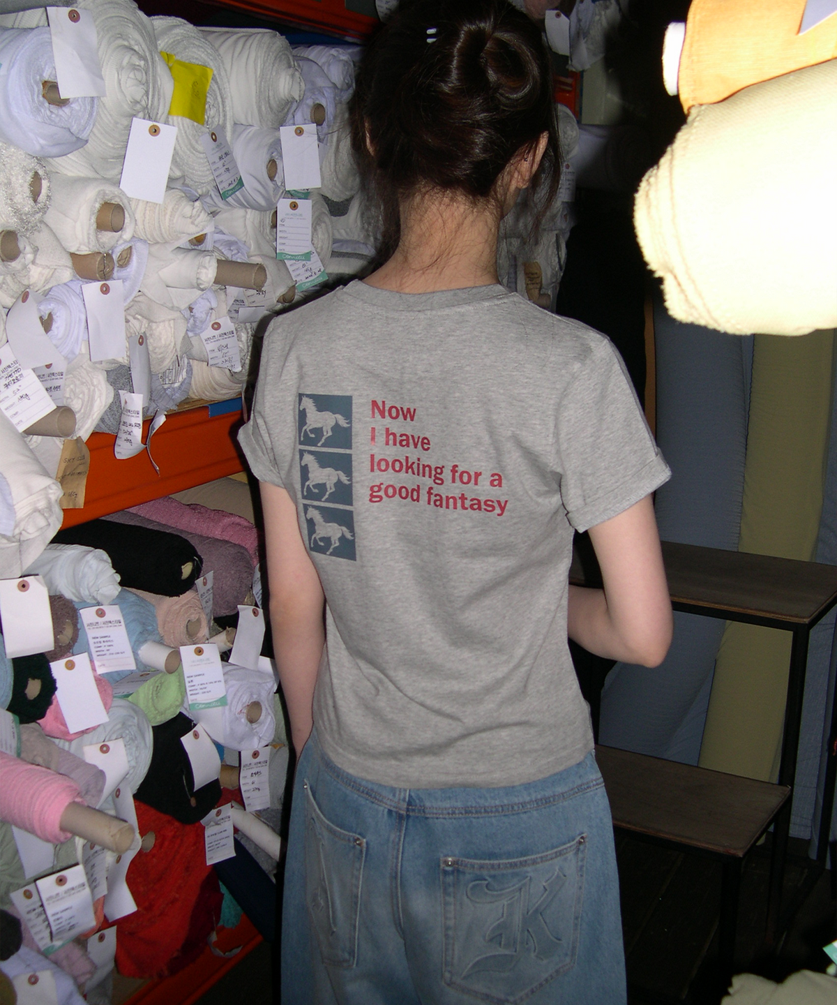 쏘비(SEW-B) post 세미크롭 반팔티 [그레이 멜란지]