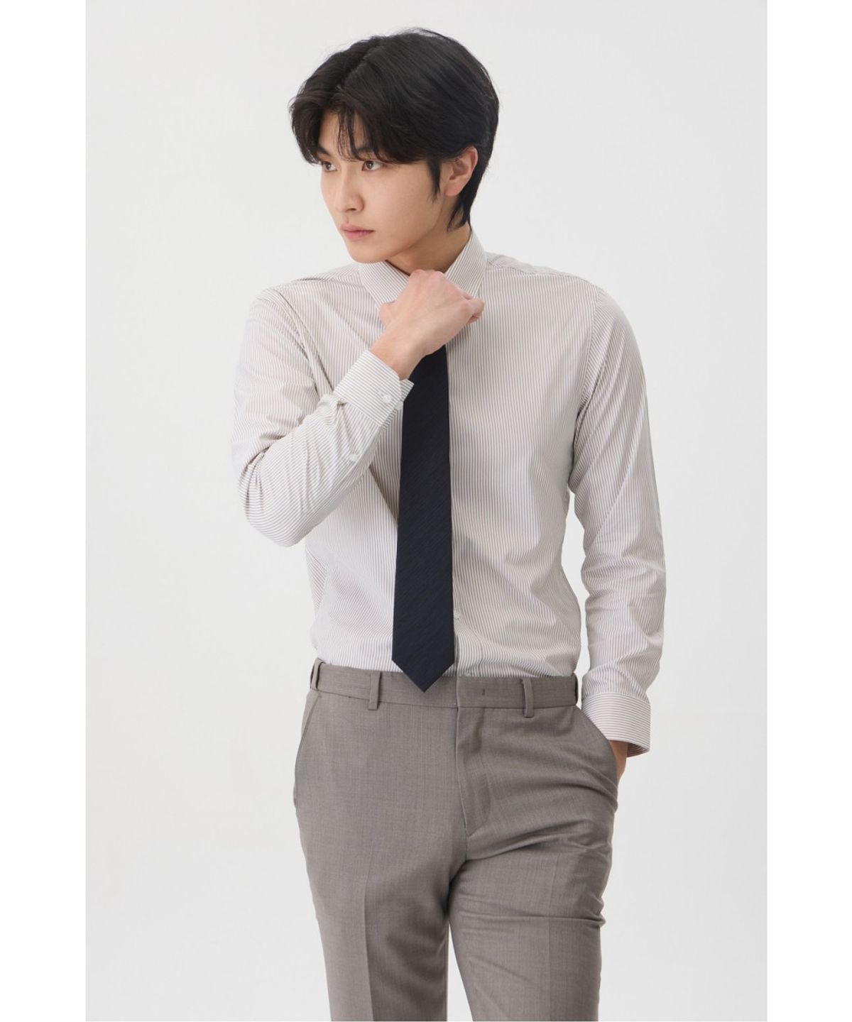브렌우드(BRENTWOOD) [매직셔츠] 슬림핏 스트라이프 드레스셔츠 BRSDX26325BEX