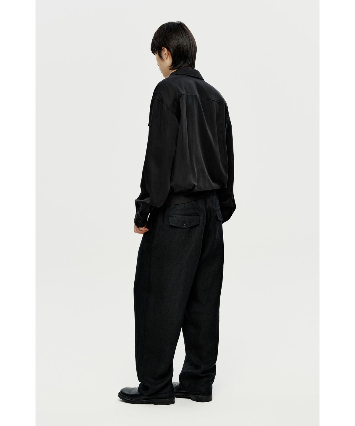 유스(YOUTH) Linen Tapered Trousers - Black