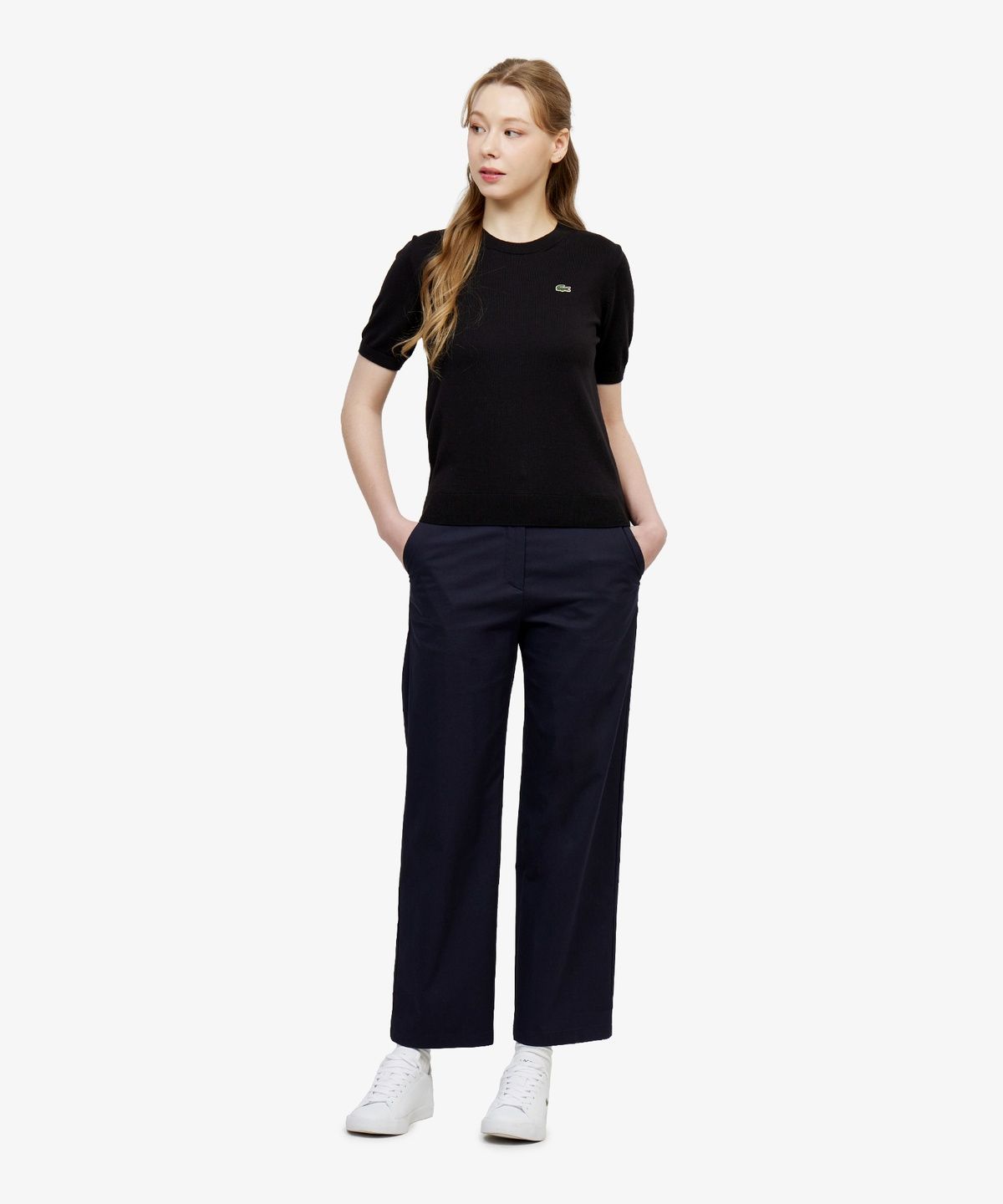 라코스테(LACOSTE) 여성 베이직 크루넥 반팔 스웨터 AF115E-56G 031