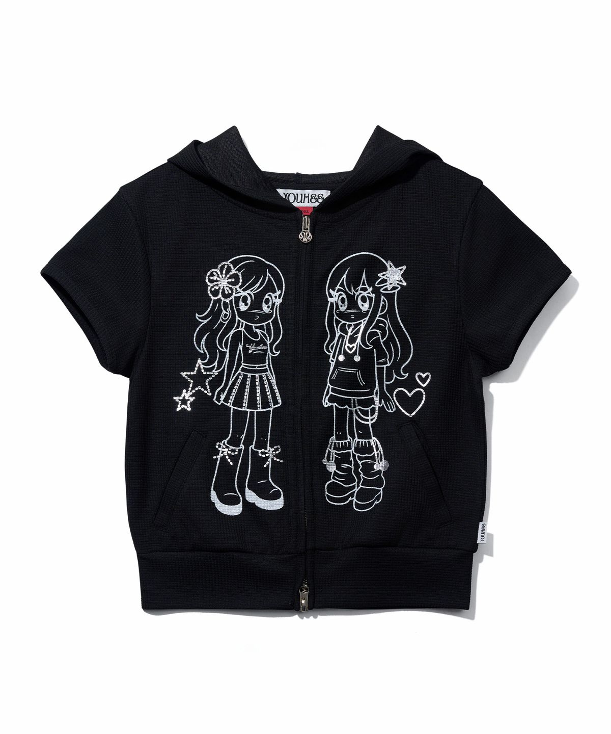 유희(YOUHEE) YOUHEE FRIENDS GRAPHIC HOOD ZIP-UP_BLACK