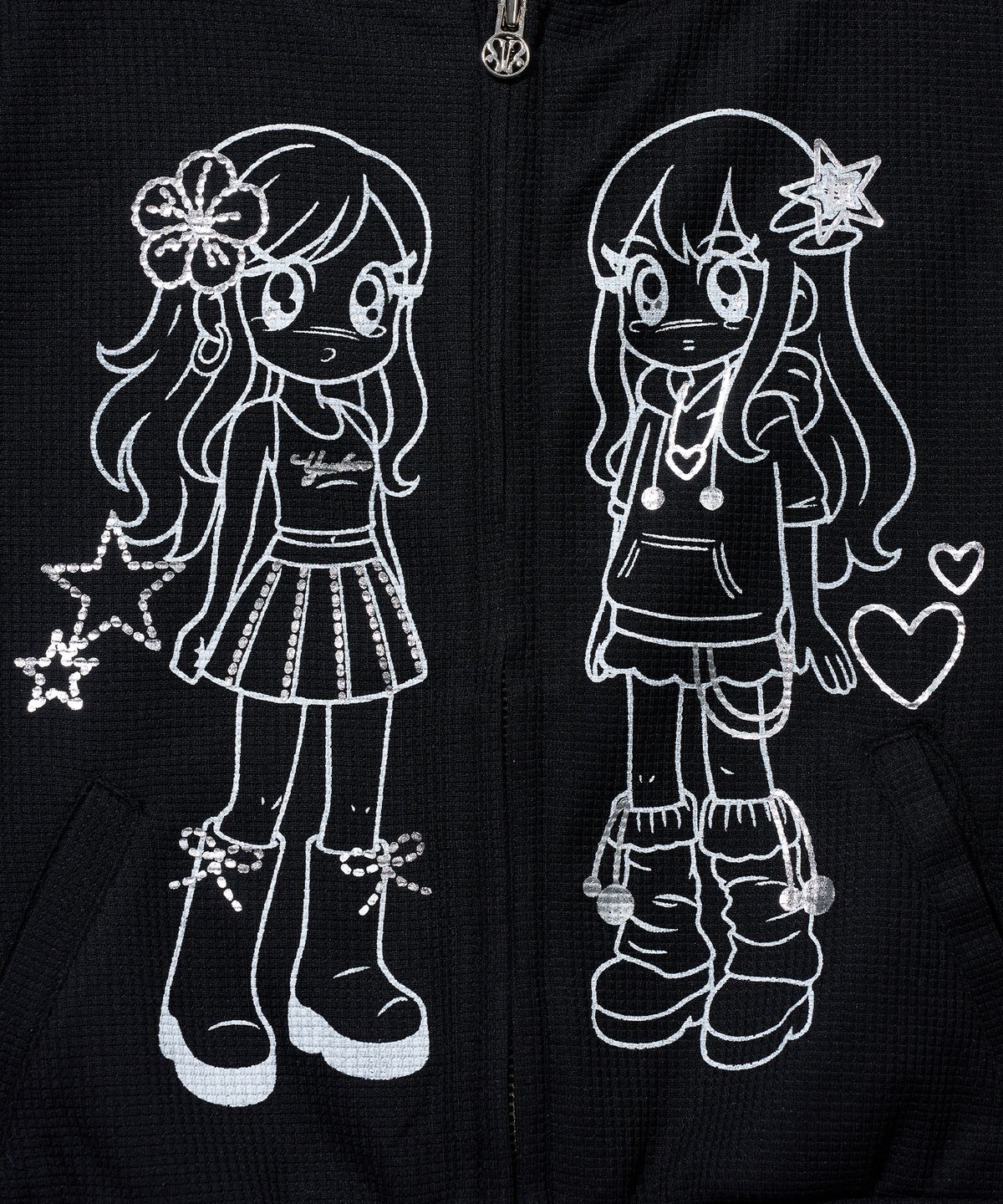 유희(YOUHEE) YOUHEE FRIENDS GRAPHIC HOOD ZIP-UP_BLACK