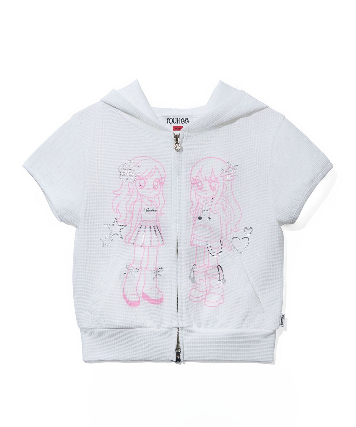 유희(YOUHEE) YOUHEE FRIENDS GRAPHIC HOOD ZIP-UP_WHITE