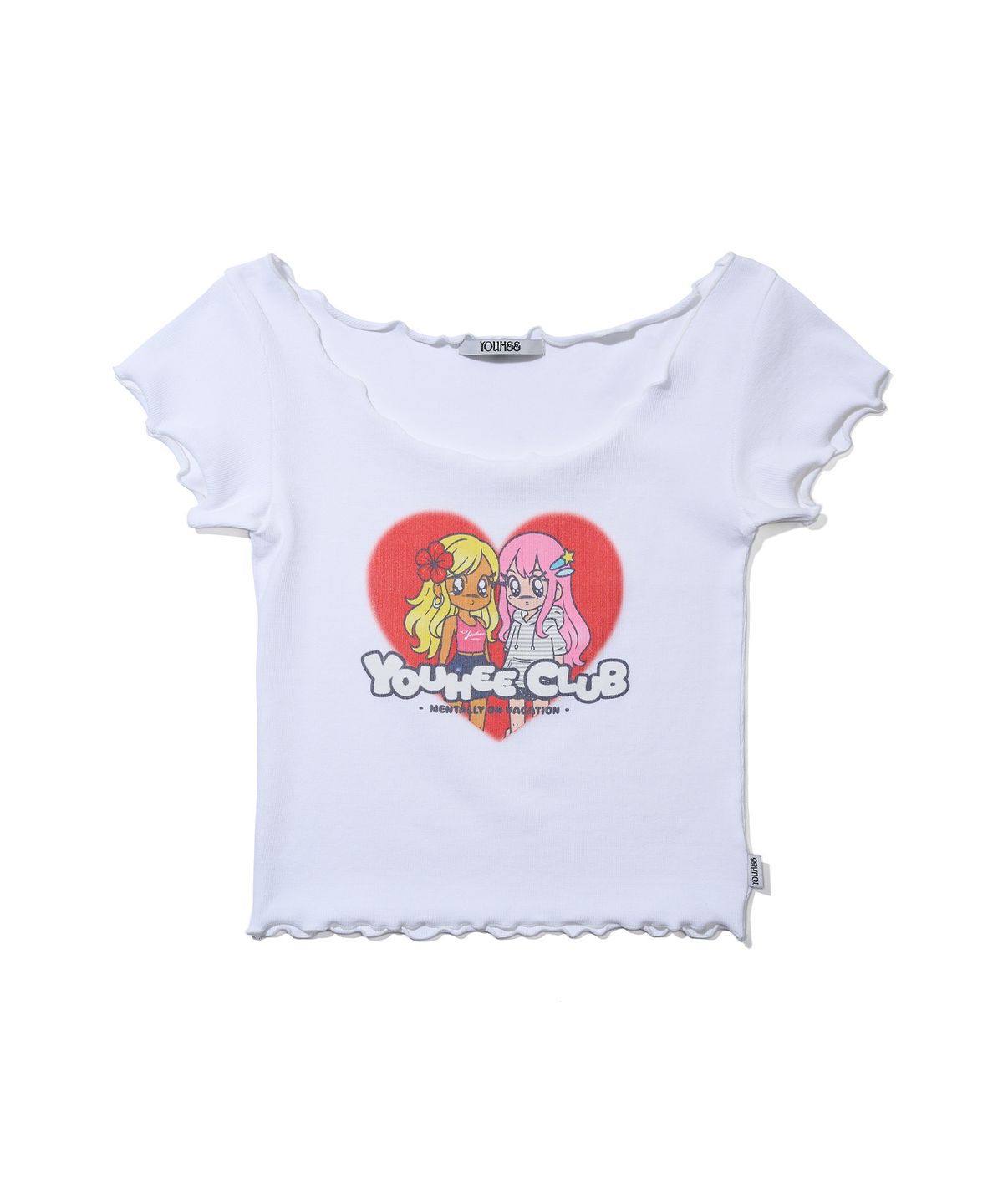 유희(YOUHEE) YOUHEE FRIENDS OFF-SHOULDER T-SHIRTS_WHITE