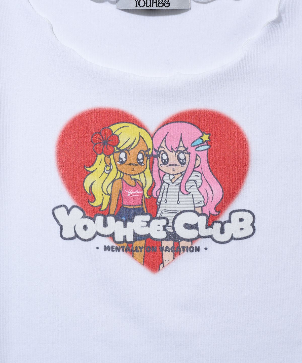 유희(YOUHEE) YOUHEE FRIENDS OFF-SHOULDER T-SHIRTS_WHITE