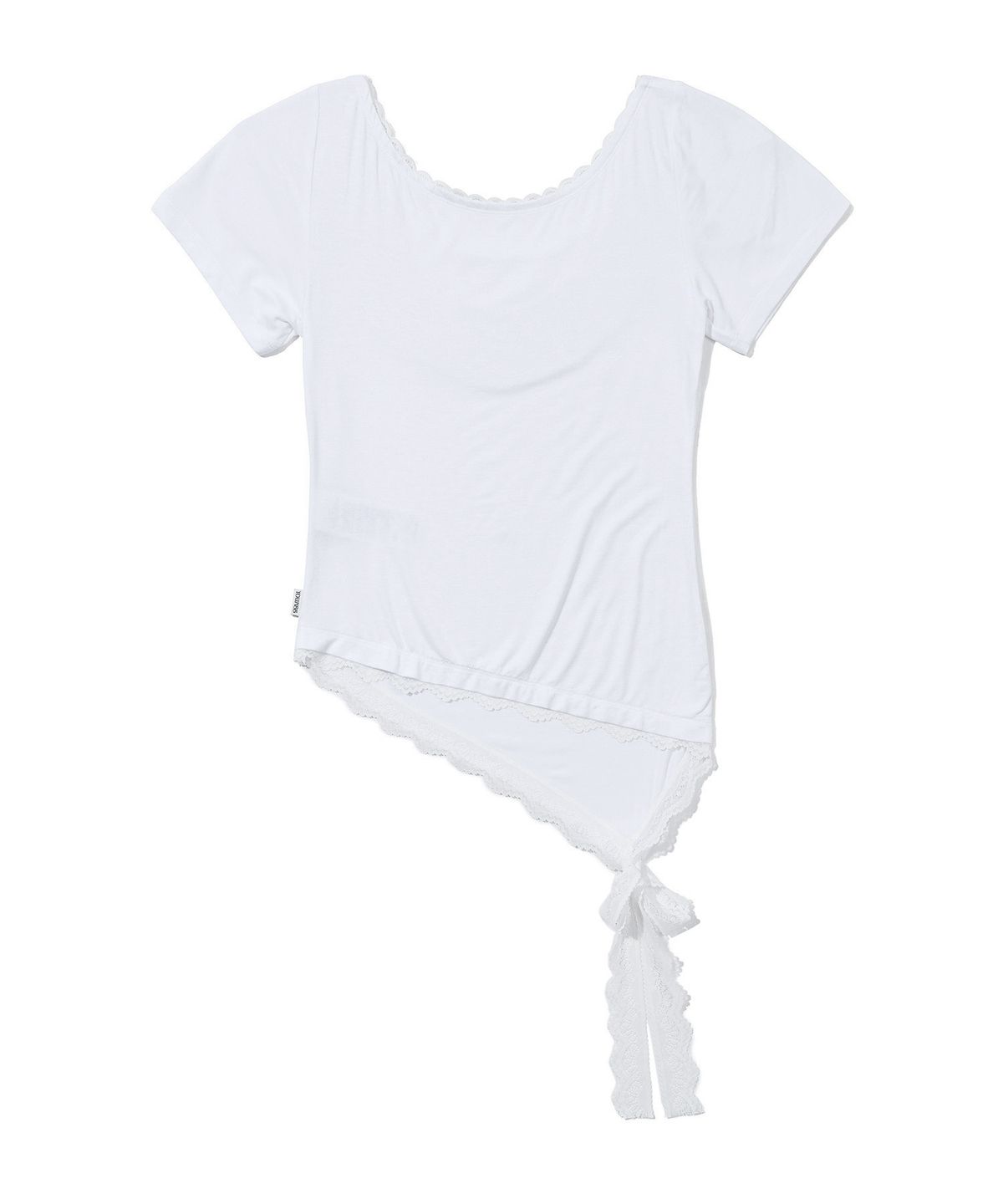 유희(YOUHEE) YOUHEE LACE UNBALANCE T-SHIRTS_WHITE