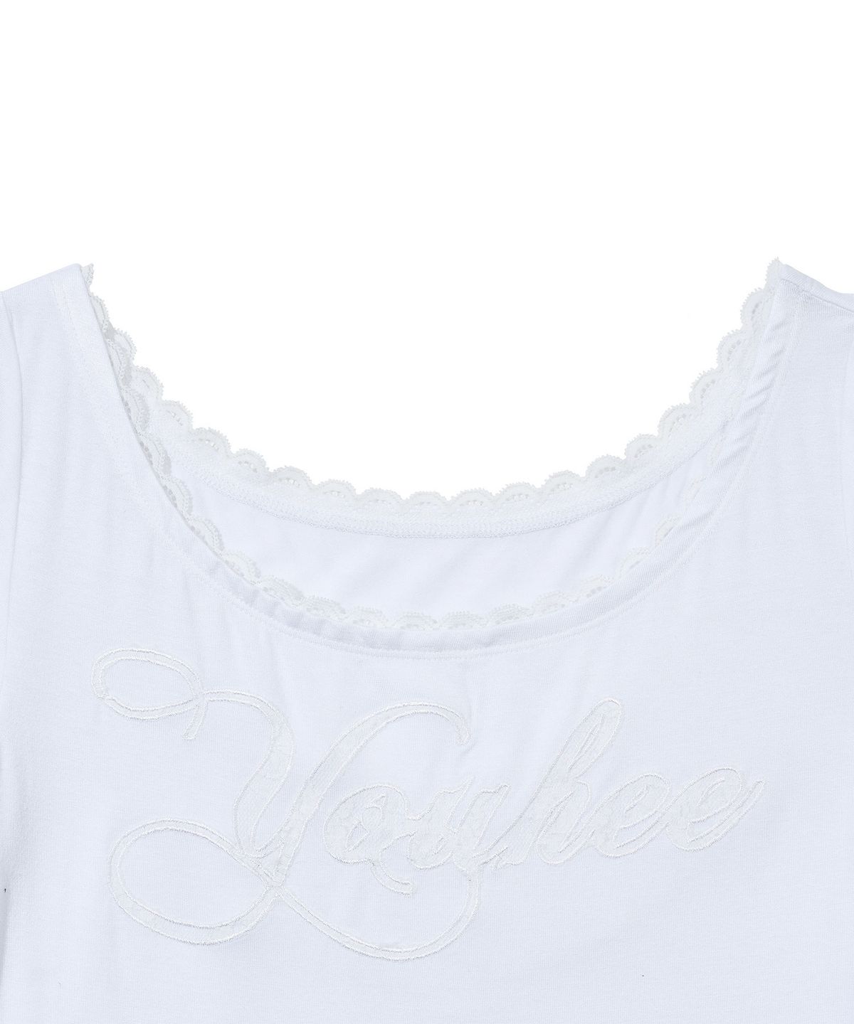 유희(YOUHEE) YOUHEE LACE UNBALANCE T-SHIRTS_WHITE
