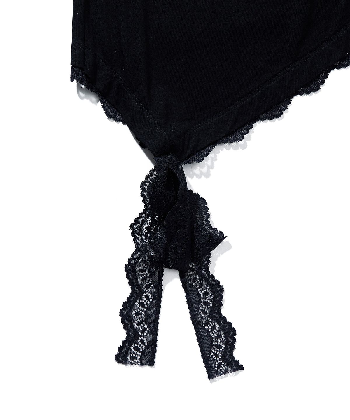 유희(YOUHEE) YOUHEE LACE UNBALANCE T-SHIRTS_BLACK