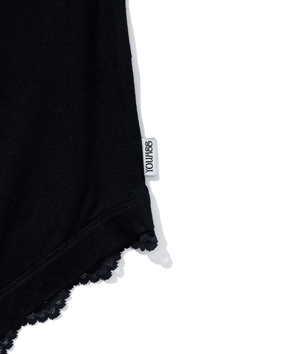유희(YOUHEE) YOUHEE LACE UNBALANCE T-SHIRTS_BLACK