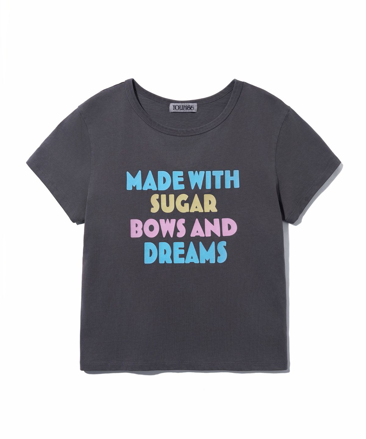 유희(YOUHEE) COLOR LETTERING T-SHIRTS_CHARCOAL