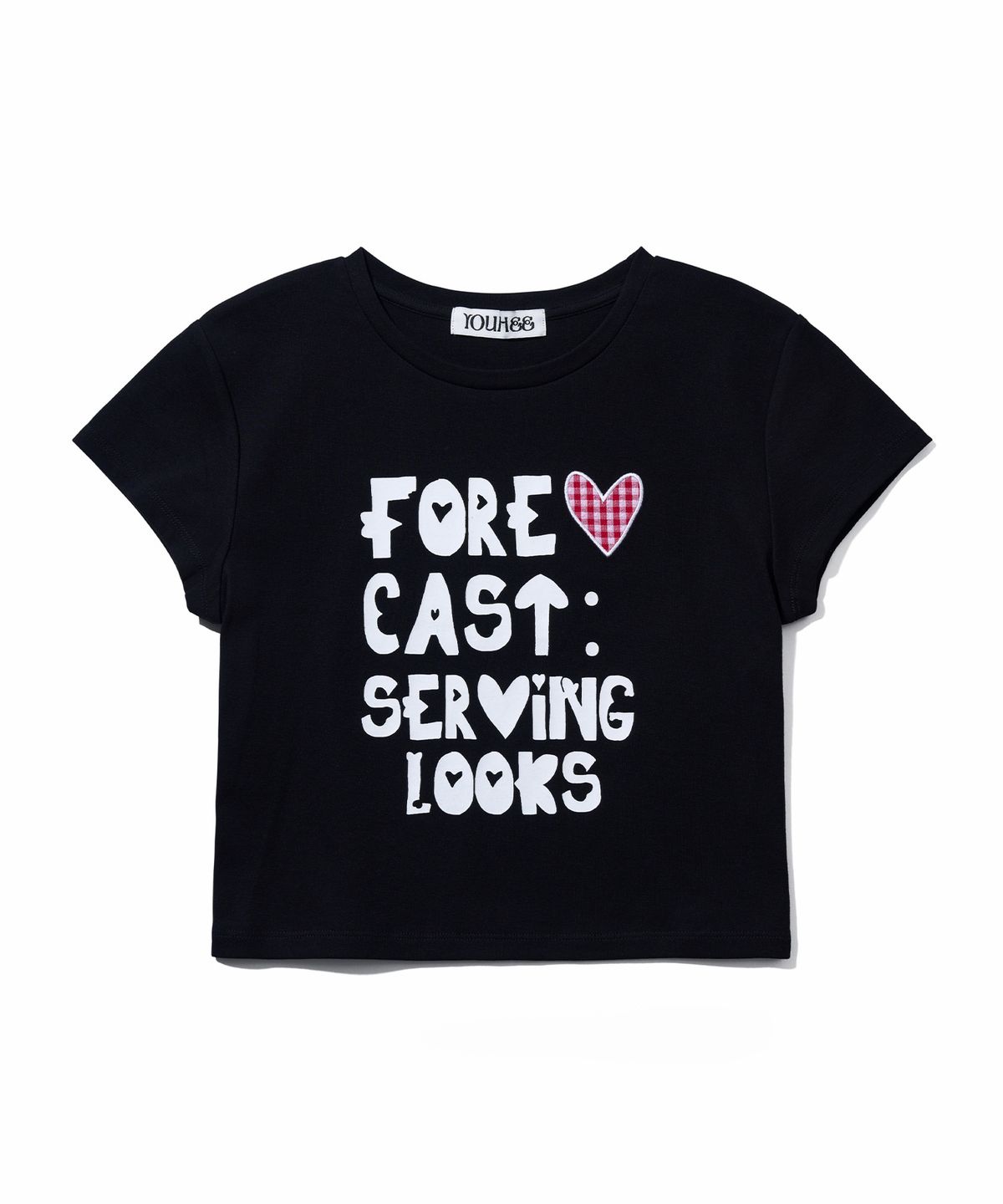 유희(YOUHEE) FORECAST CROP T-SHIRTS_BLACK