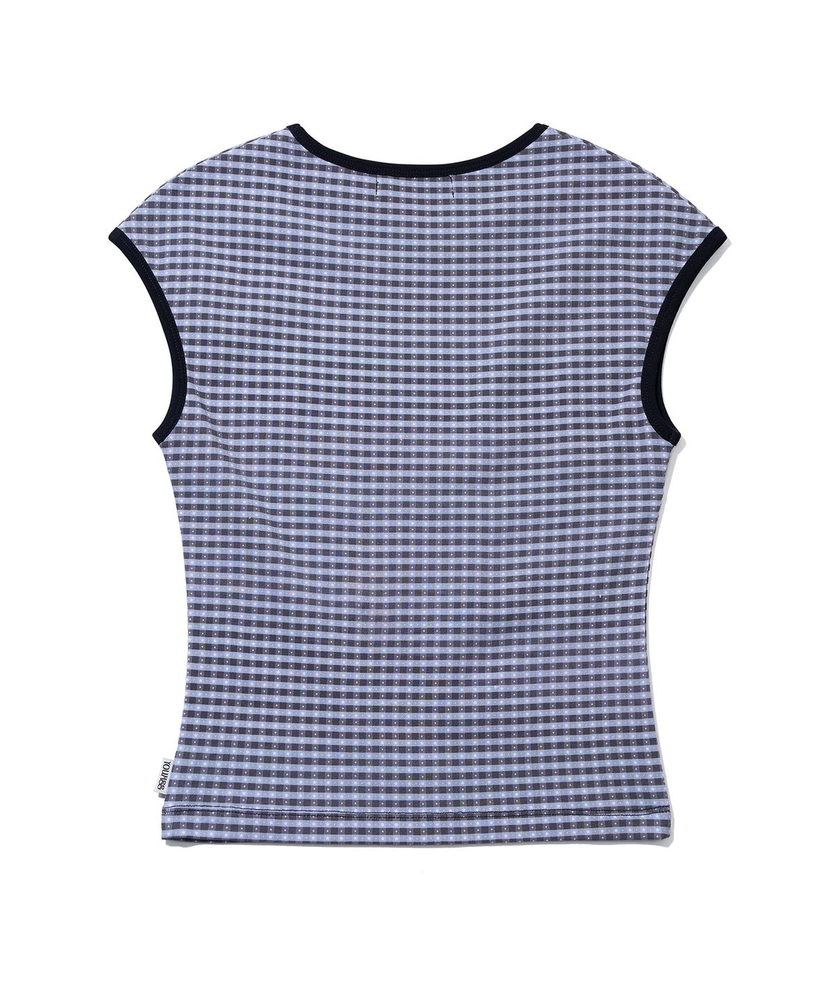 유희(YOUHEE) CHECK STAR PATTERN T-SHIRTS_BLACK