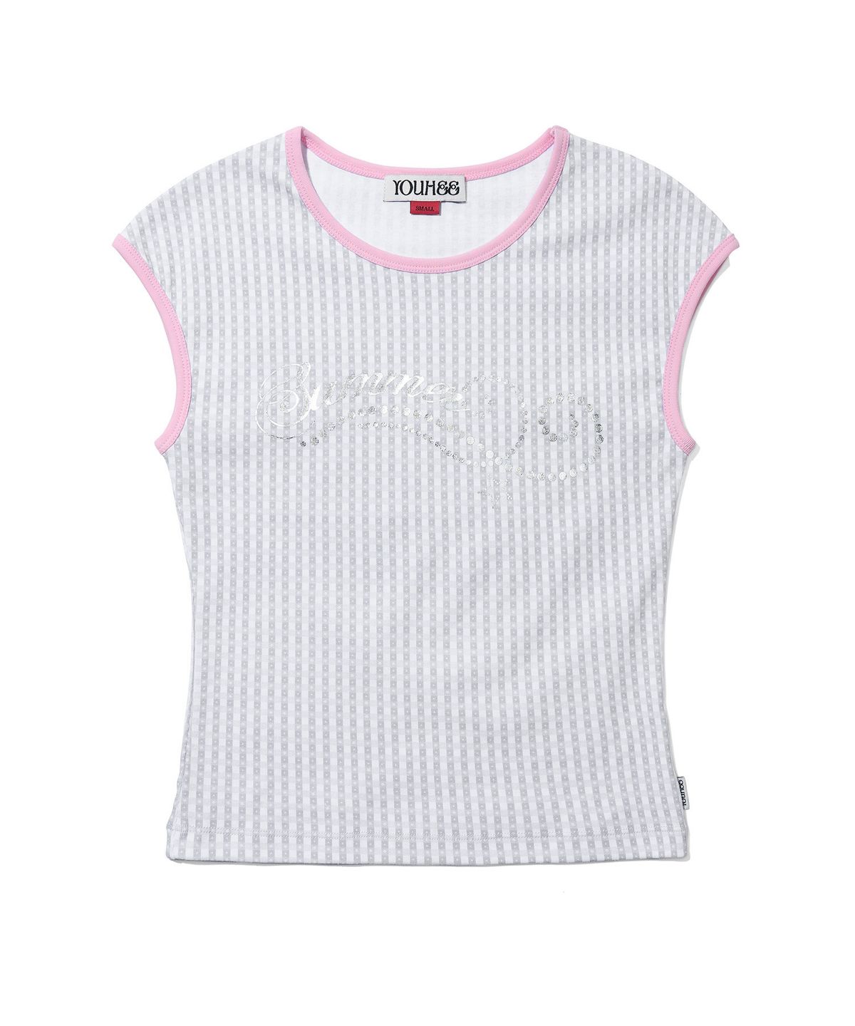 유희(YOUHEE) CHECK STAR PATTERN T-SHIRTS_WHITE