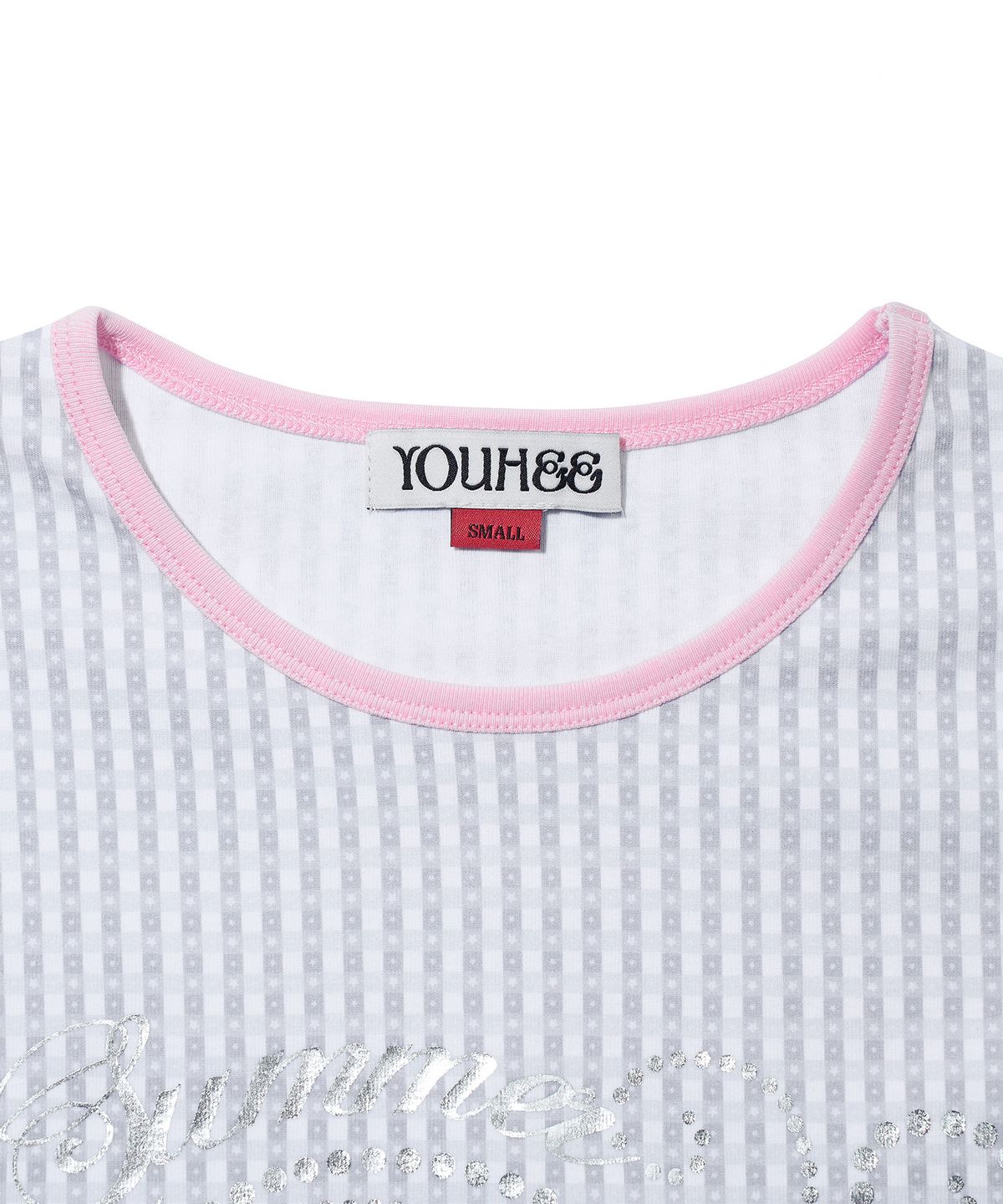 유희(YOUHEE) CHECK STAR PATTERN T-SHIRTS_WHITE