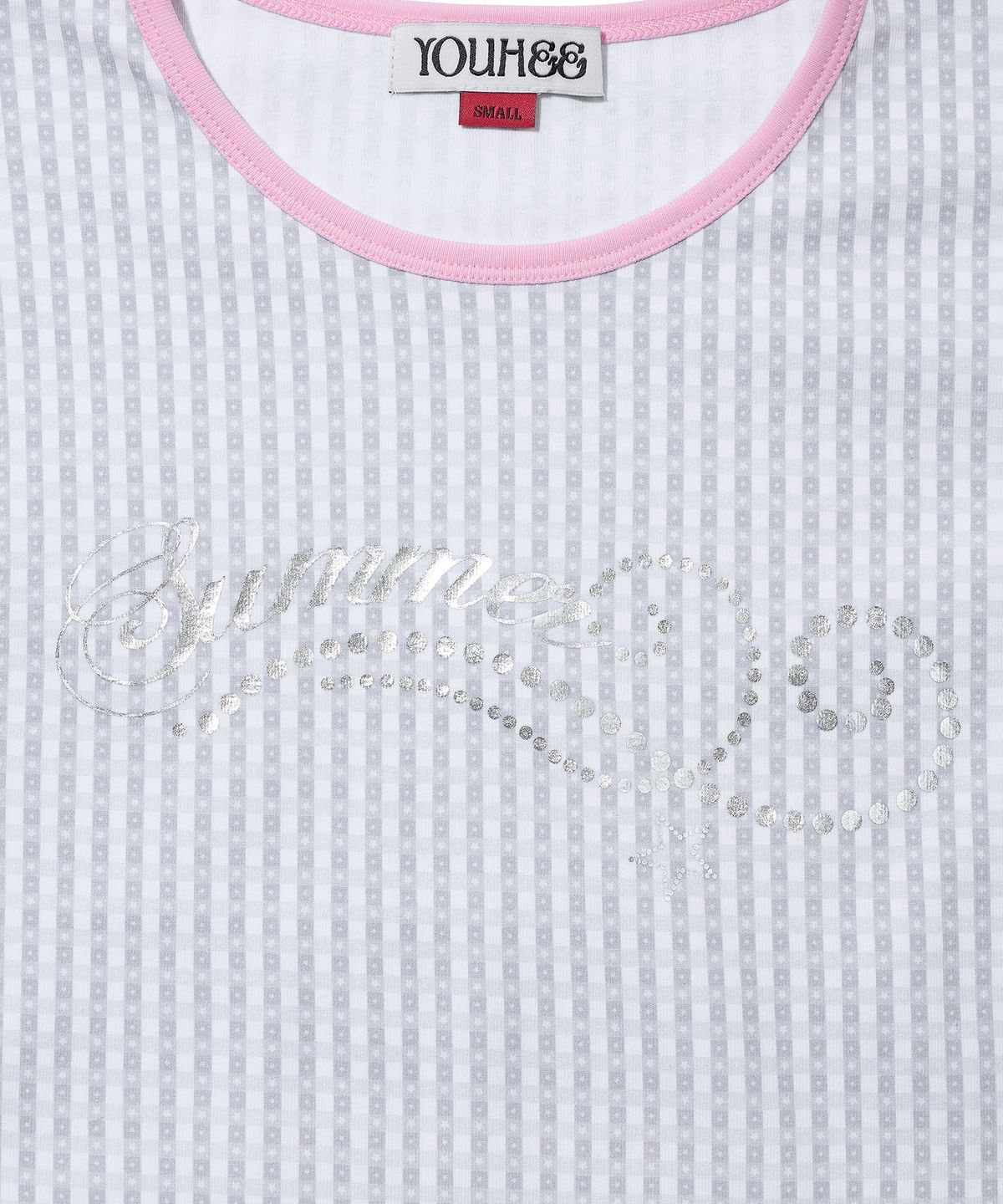 유희(YOUHEE) CHECK STAR PATTERN T-SHIRTS_WHITE