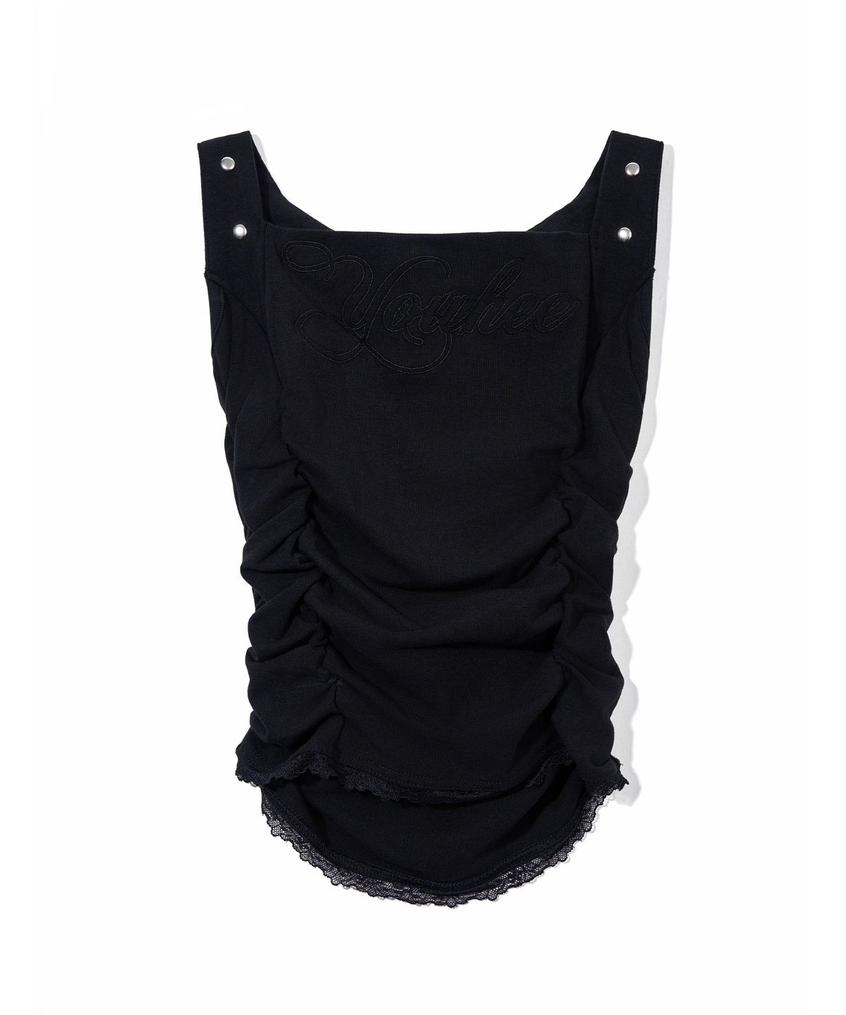 유희(YOUHEE) HALTER HOODIE SLEEVELESS_BLACK