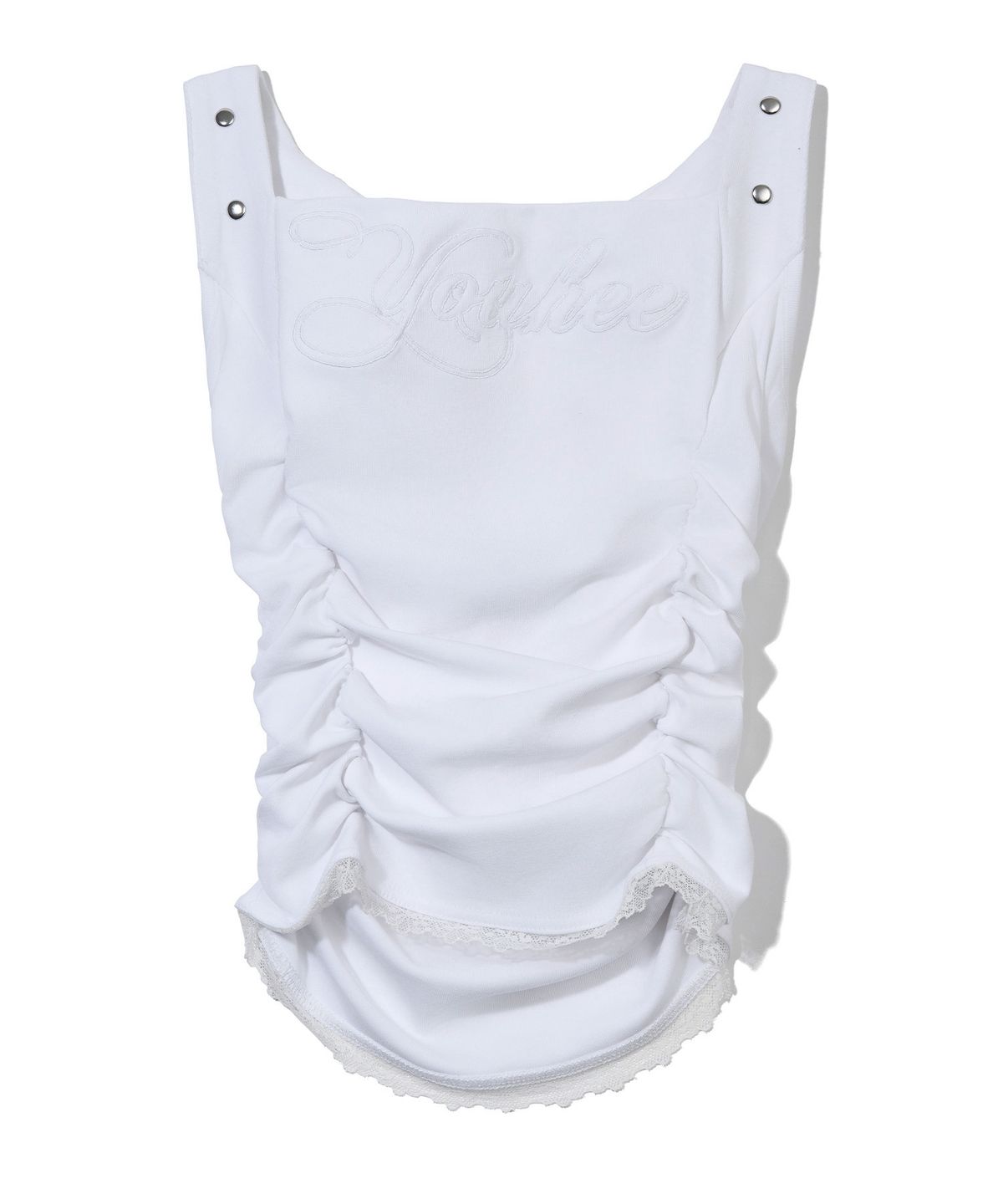 유희(YOUHEE) HALTER HOODIE SLEEVELESS_WHITE