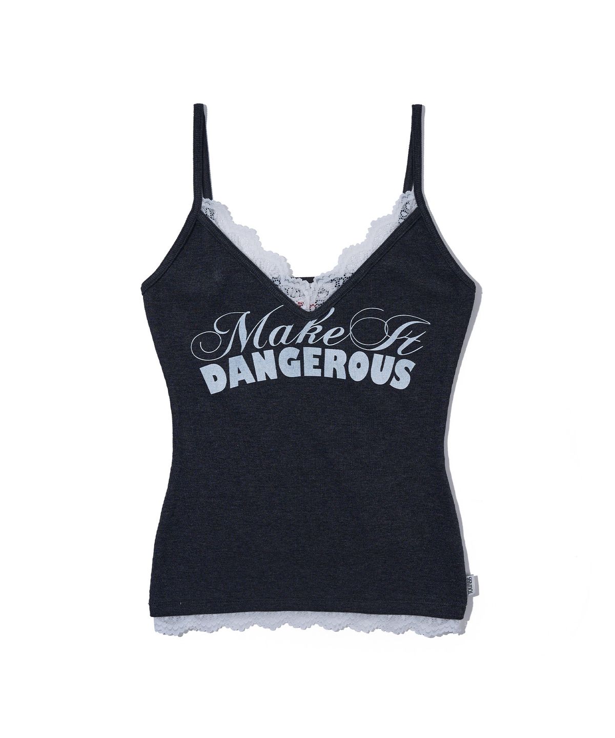 유희(YOUHEE) LACE LETTERING SLEEVELESS_CHARCOAL
