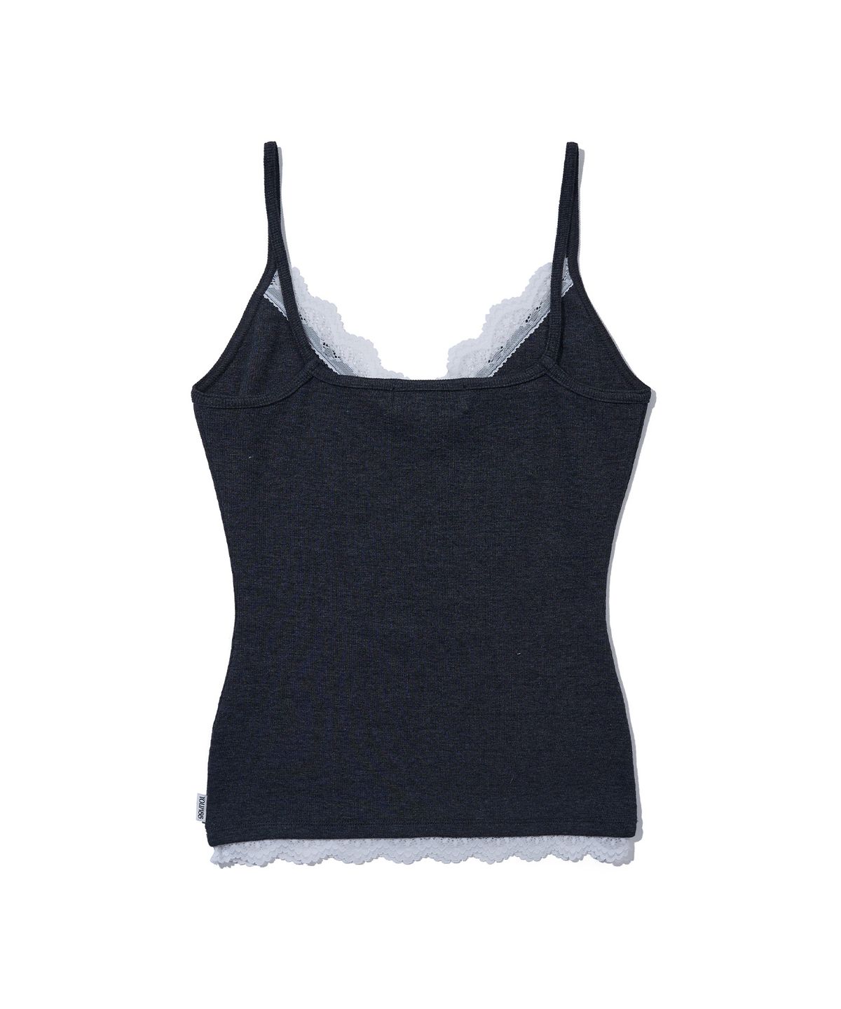 유희(YOUHEE) LACE LETTERING SLEEVELESS_CHARCOAL