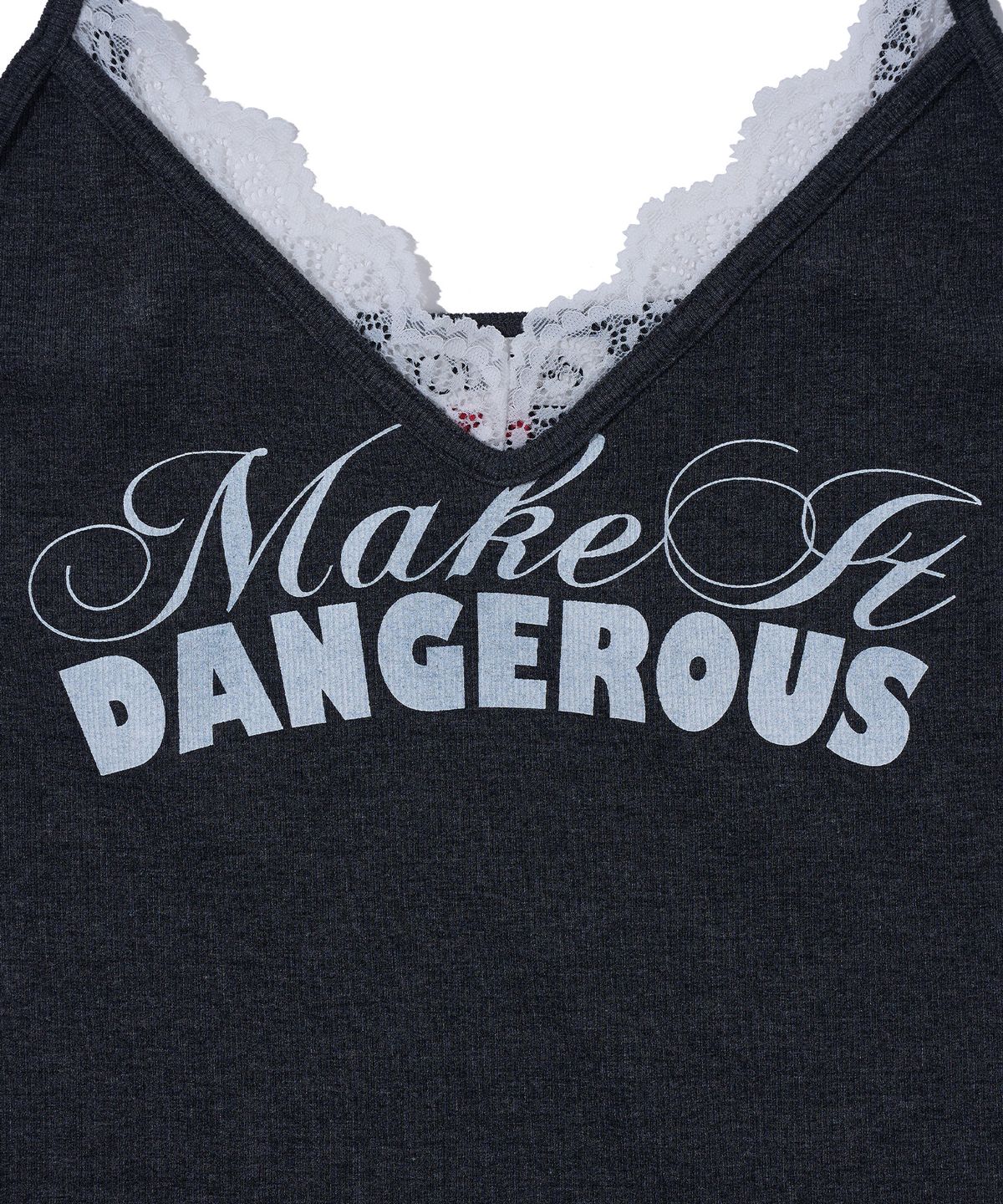 유희(YOUHEE) LACE LETTERING SLEEVELESS_CHARCOAL