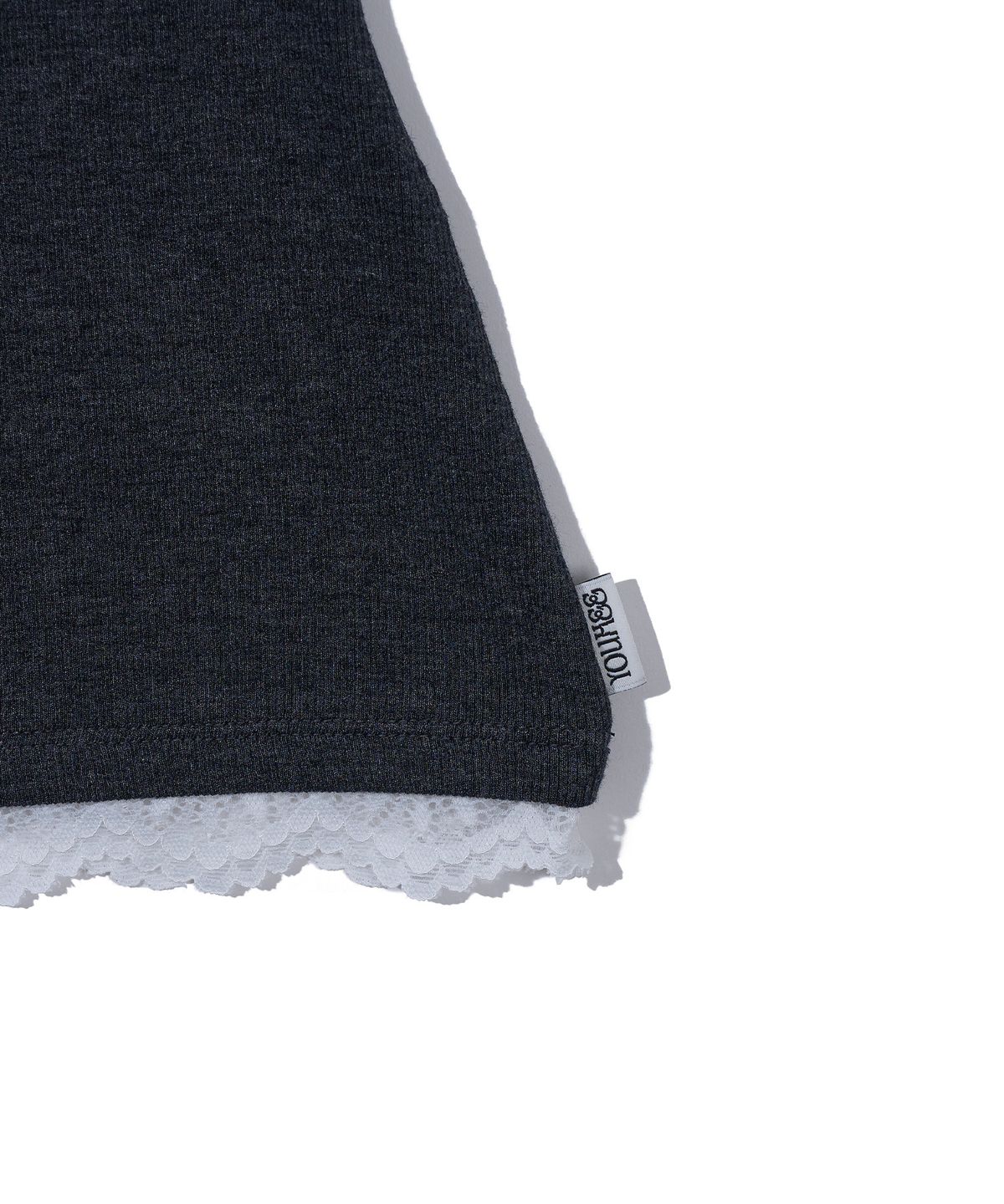 유희(YOUHEE) LACE LETTERING SLEEVELESS_CHARCOAL