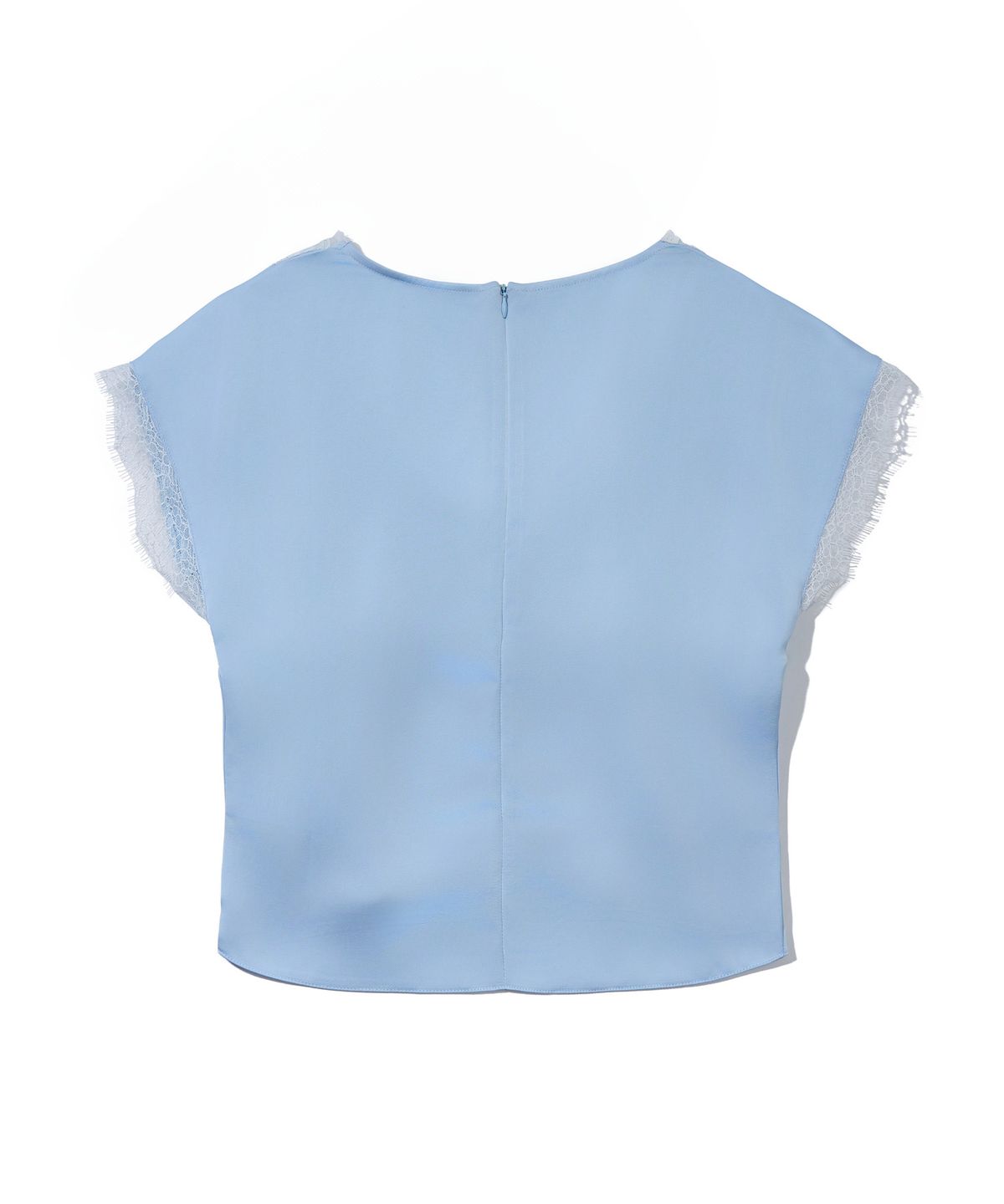 유희(YOUHEE) RIBBON LACE SHIRRING BLOUSE LIGHT_BLUE