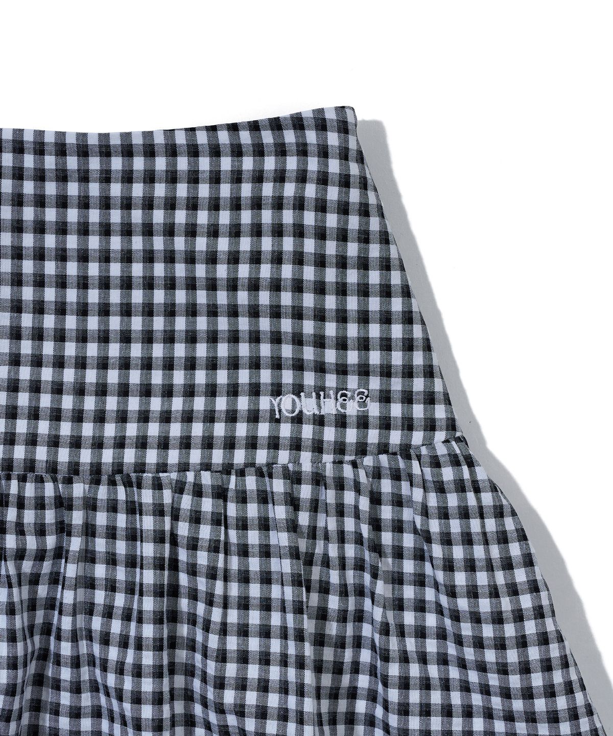 유희(YOUHEE) CHECK FRILL SKIRT LACE PANTS_BLACK
