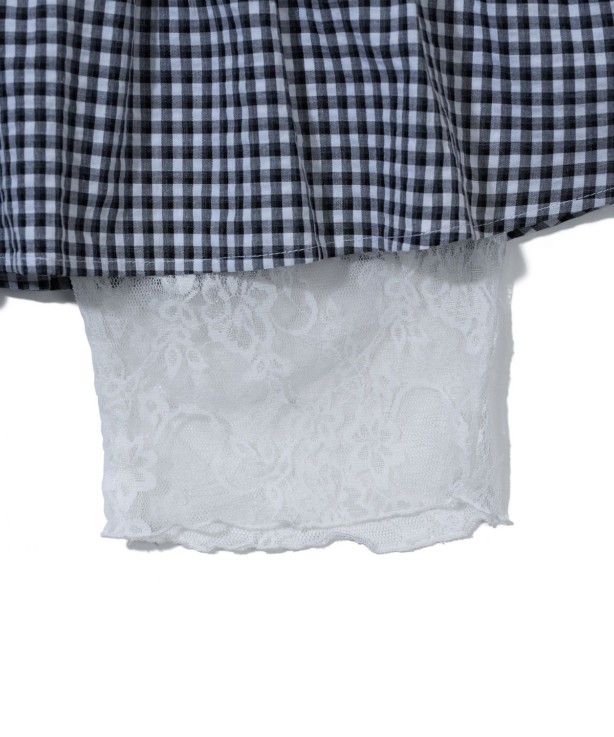 유희(YOUHEE) CHECK FRILL SKIRT LACE PANTS_BLACK