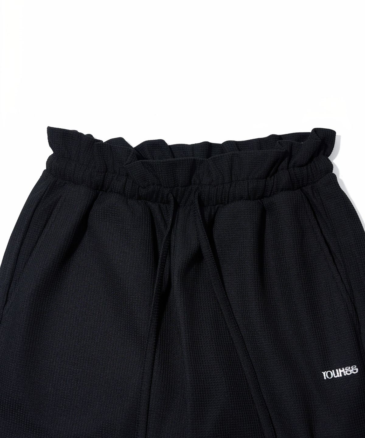 유희(YOUHEE) FRILL BANDING WIDE PANTS_BLACK