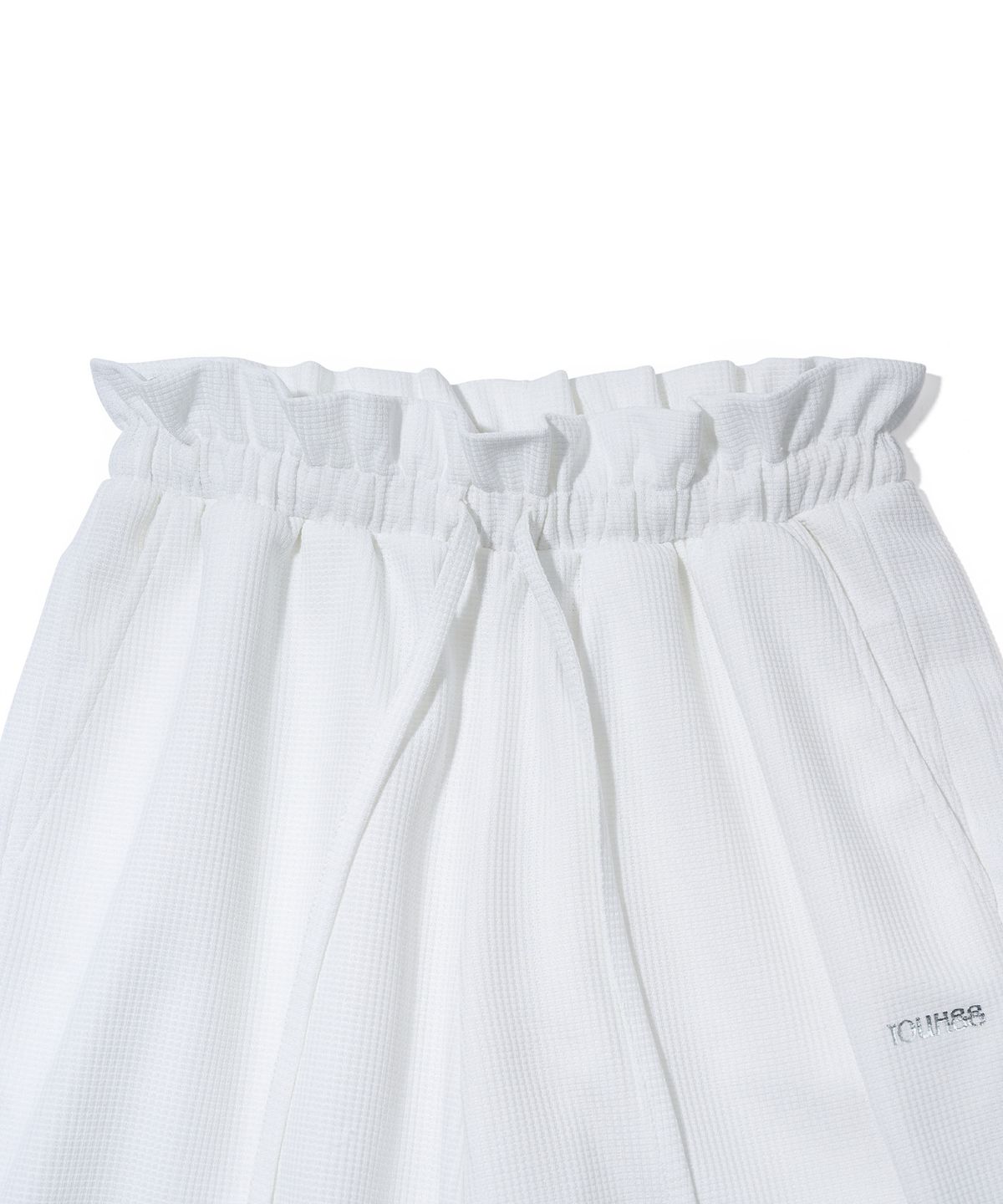 유희(YOUHEE) FRILL BANDING WIDE PANTS_WHITE