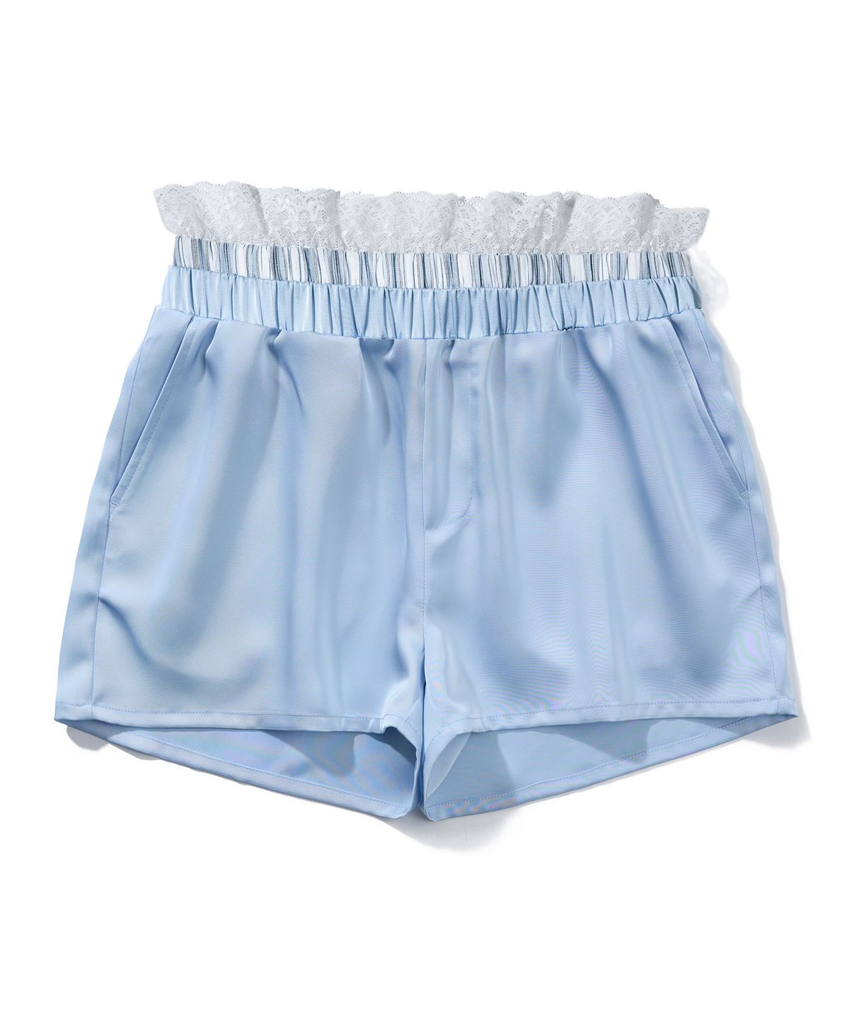 유희(YOUHEE) LACE LAYERED SHORTS_LIGHT BLUE