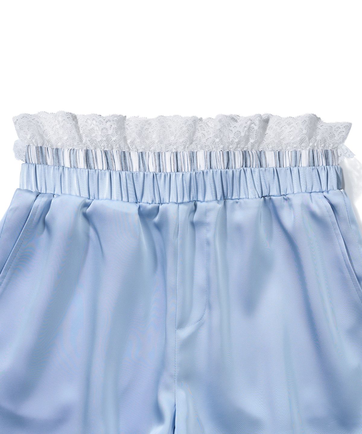 유희(YOUHEE) LACE LAYERED SHORTS_LIGHT BLUE