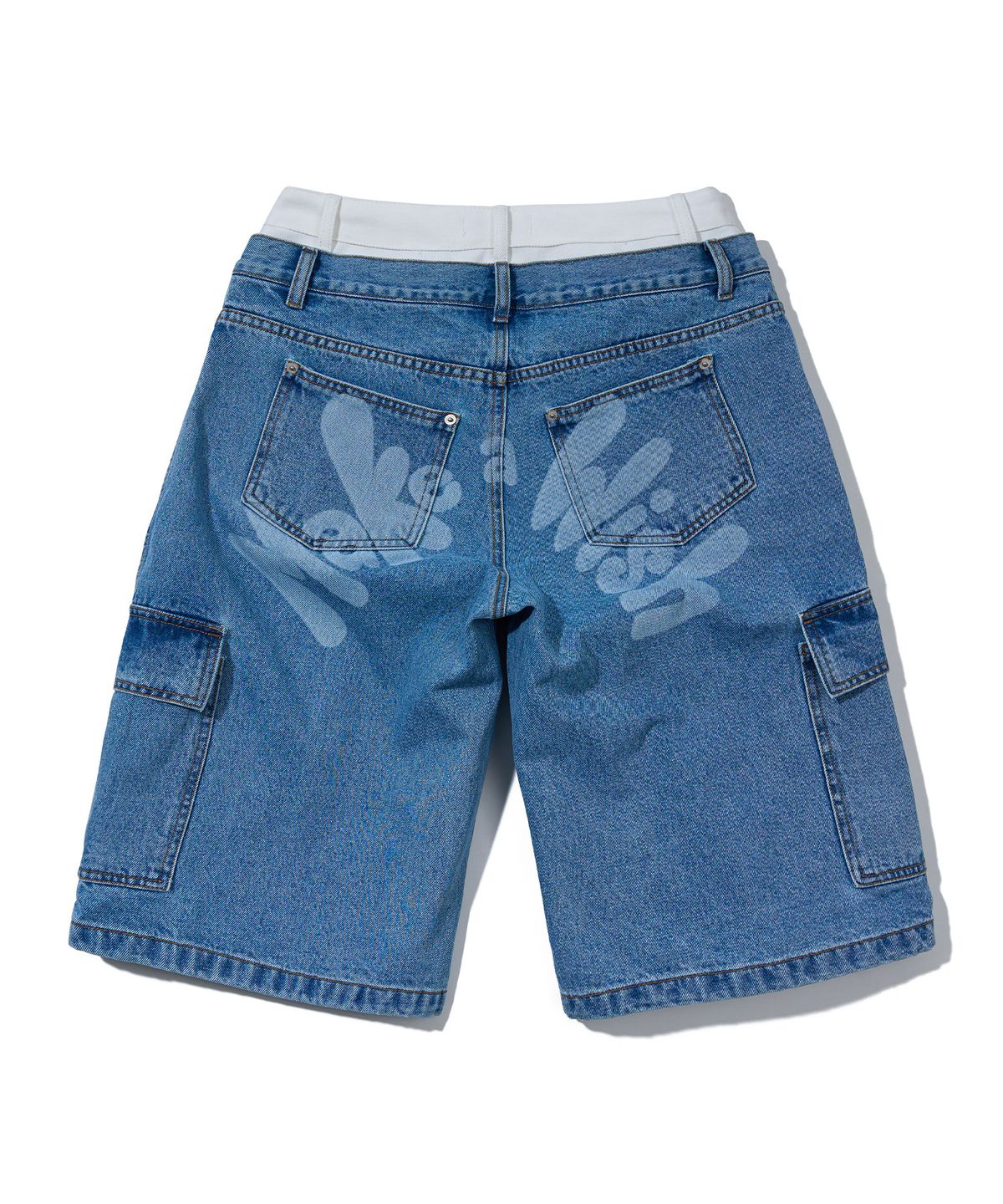 유희(YOUHEE) LAYERED BERMUDA PANTS_BLUE