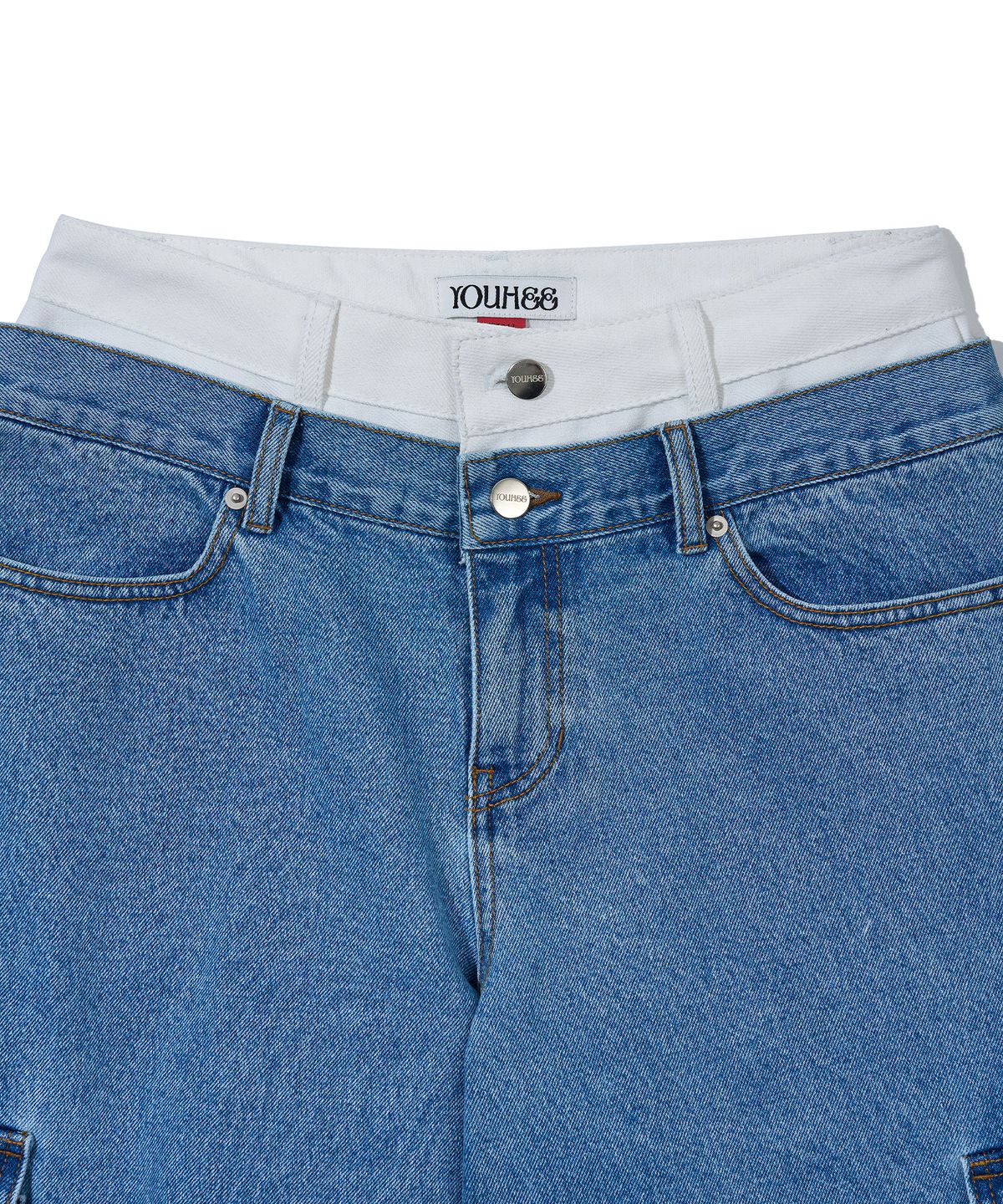 유희(YOUHEE) LAYERED BERMUDA PANTS_BLUE