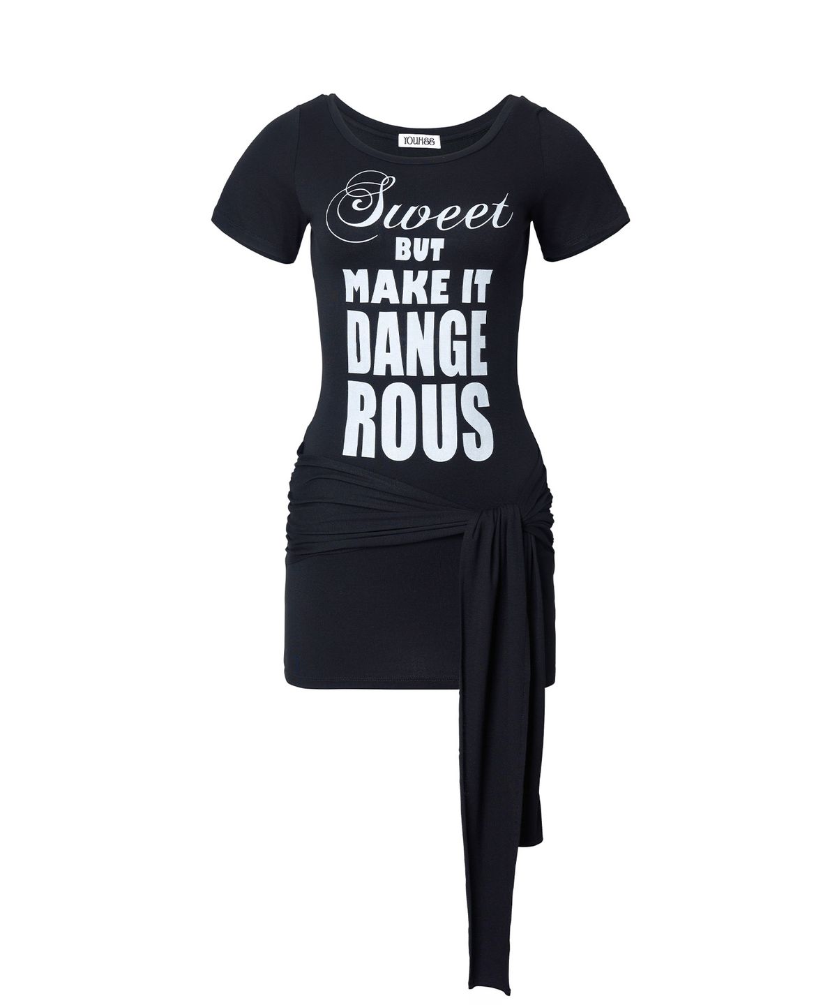유희(YOUHEE) LETTERING WRAP DRESS_BLACK