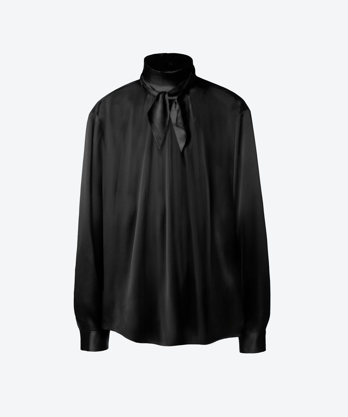 언티지(UNTAGE) 실크 하이넥 블라우스[Black(UNISEX)]_UTS-FS36